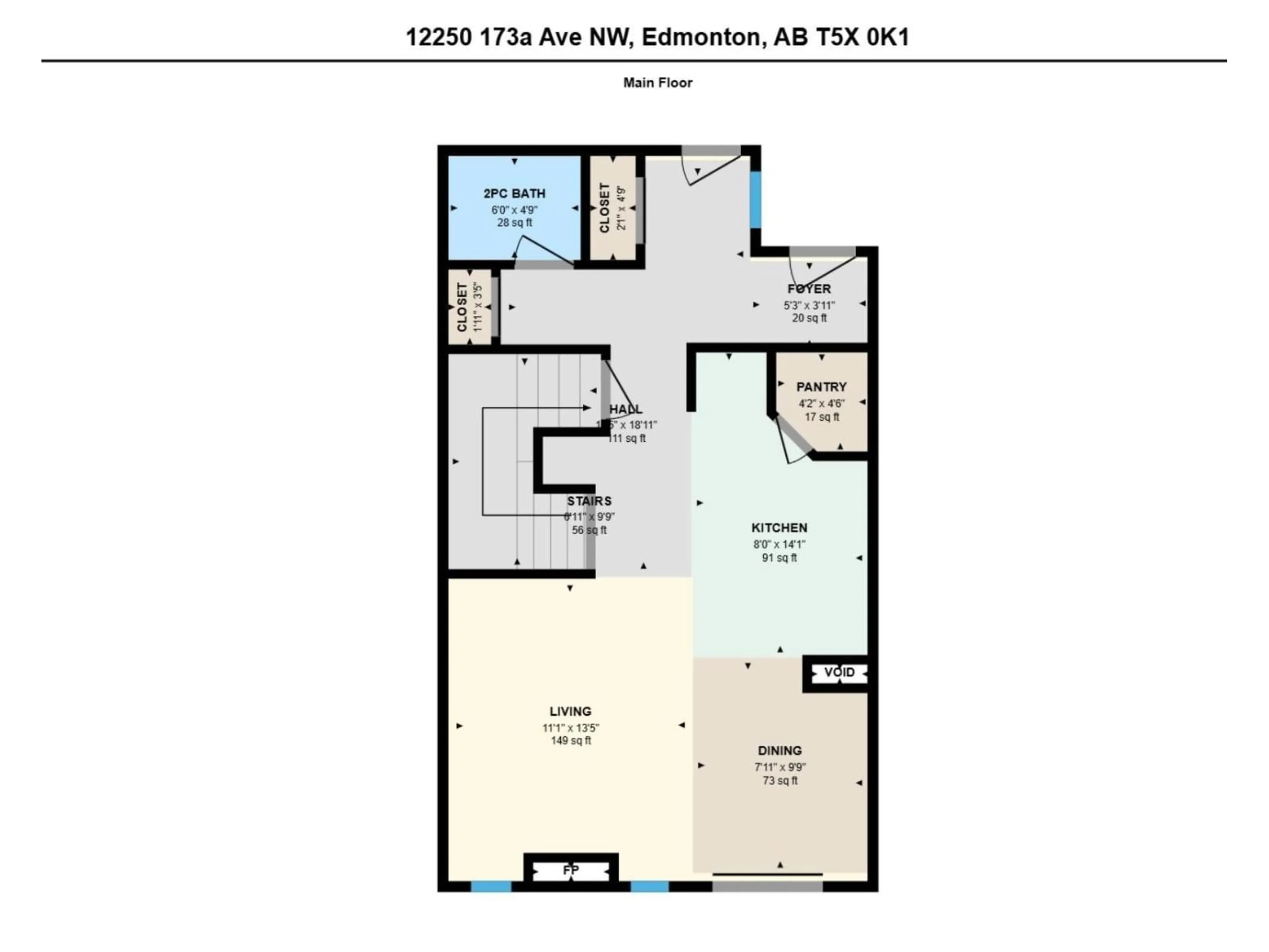 Floor plan for 12250 173A AV, Edmonton Alberta T5X0K1