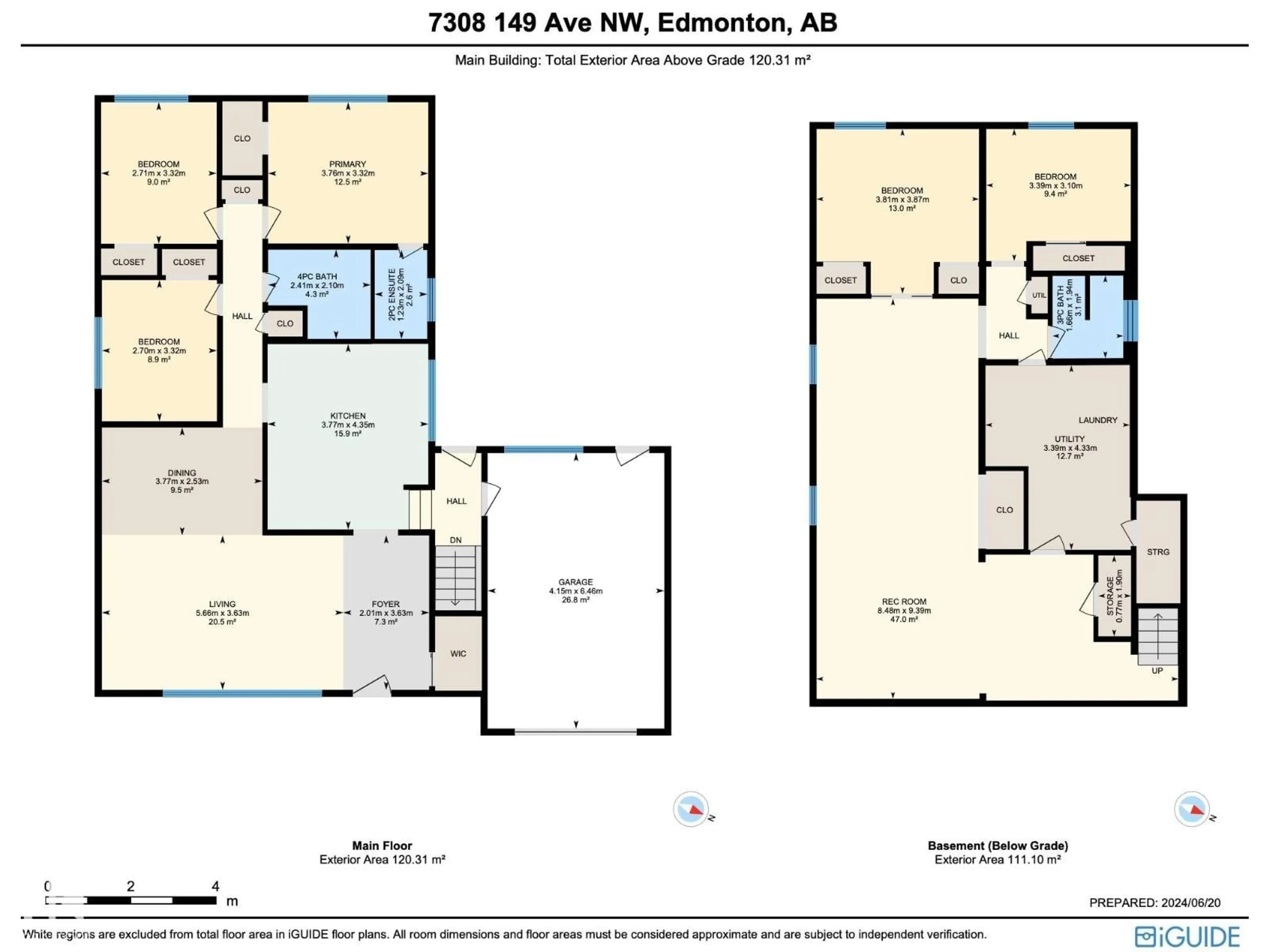 Floor plan for 7308 149 AV, Edmonton Alberta T5C2V4