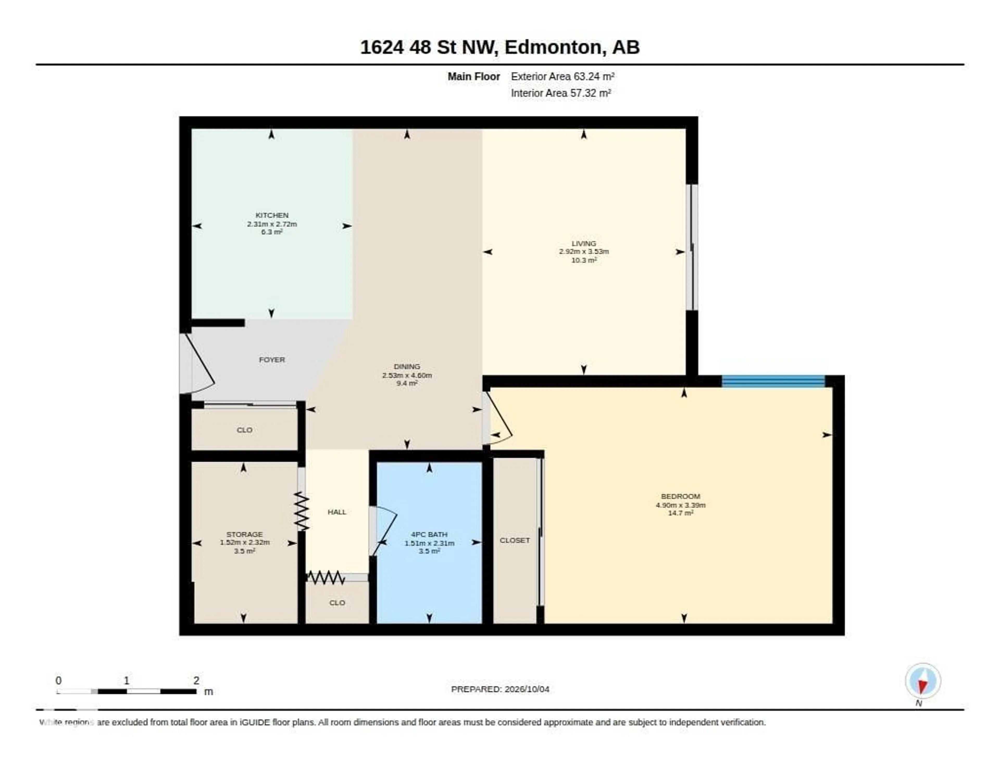 Floor plan for #107 - 1624 48 ST, Edmonton Alberta T6L5P1