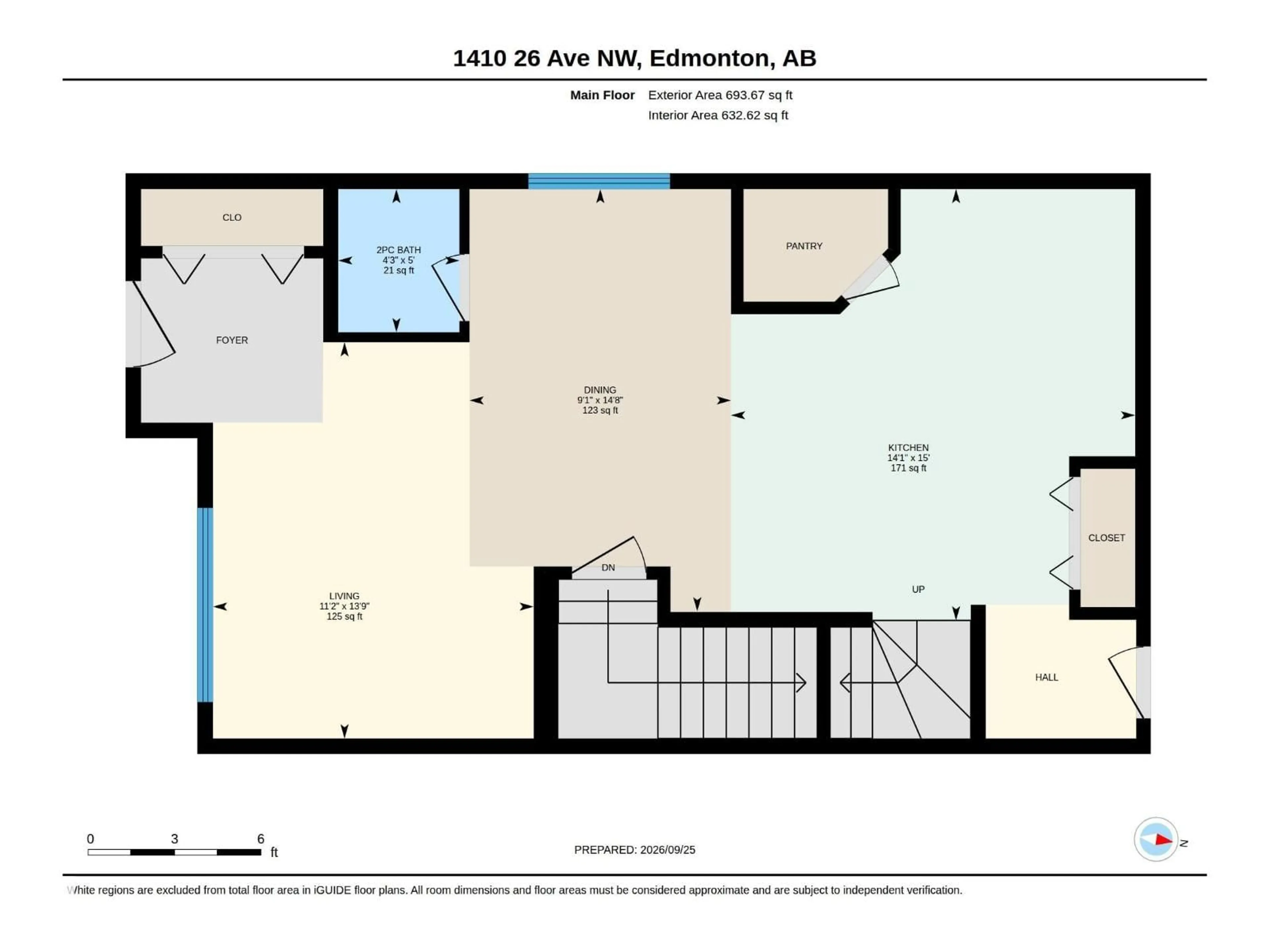 Floor plan for 1410 26 AV, Edmonton Alberta T6T0W1
