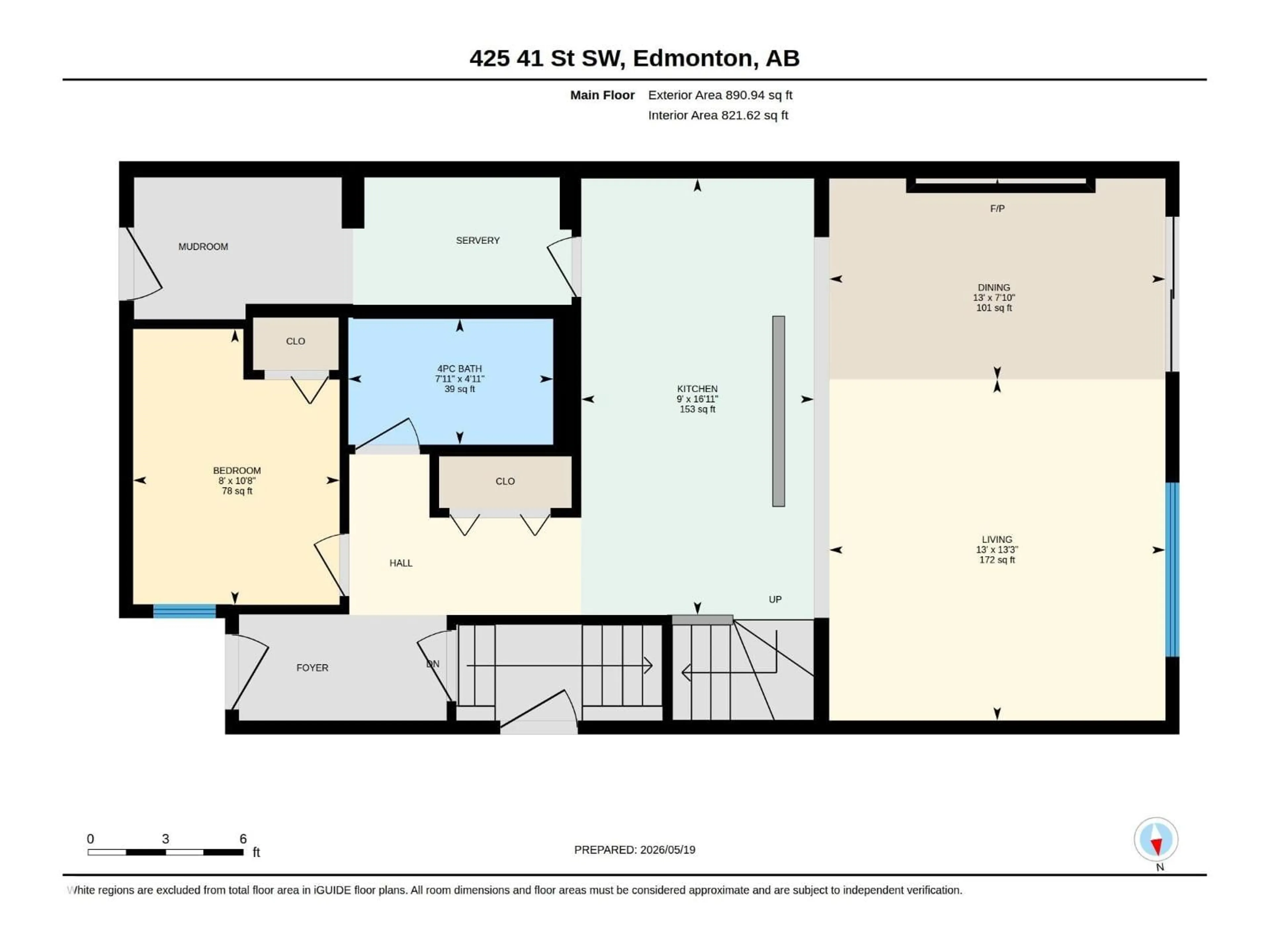 Floor plan for SW - 425 41 ST, Edmonton Alberta T6X2L8