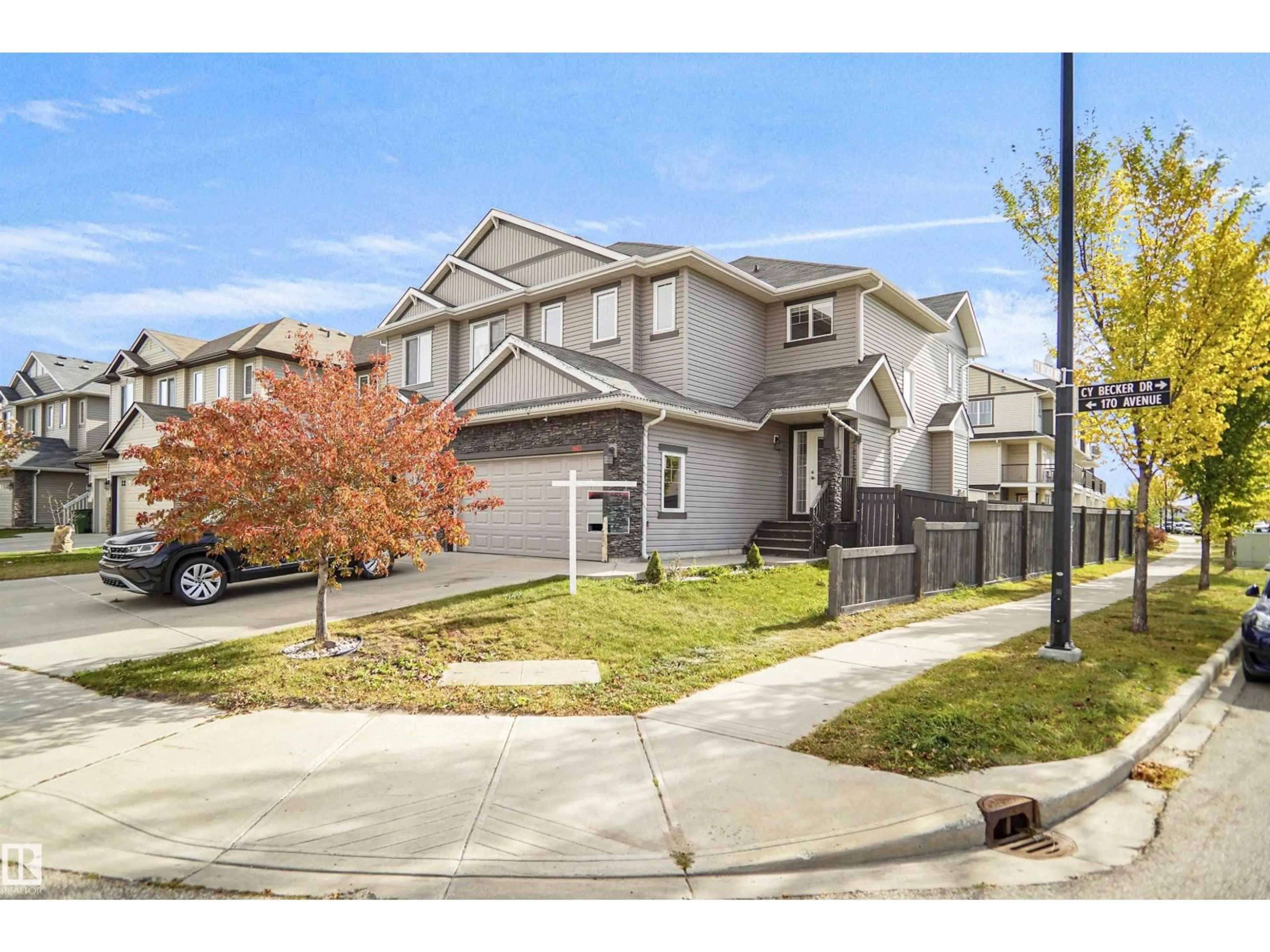 A pic from outside/outdoor area/front of a property/back of a property/a pic from drone, street for 3863 170 AV, Edmonton Alberta T5Y3S2