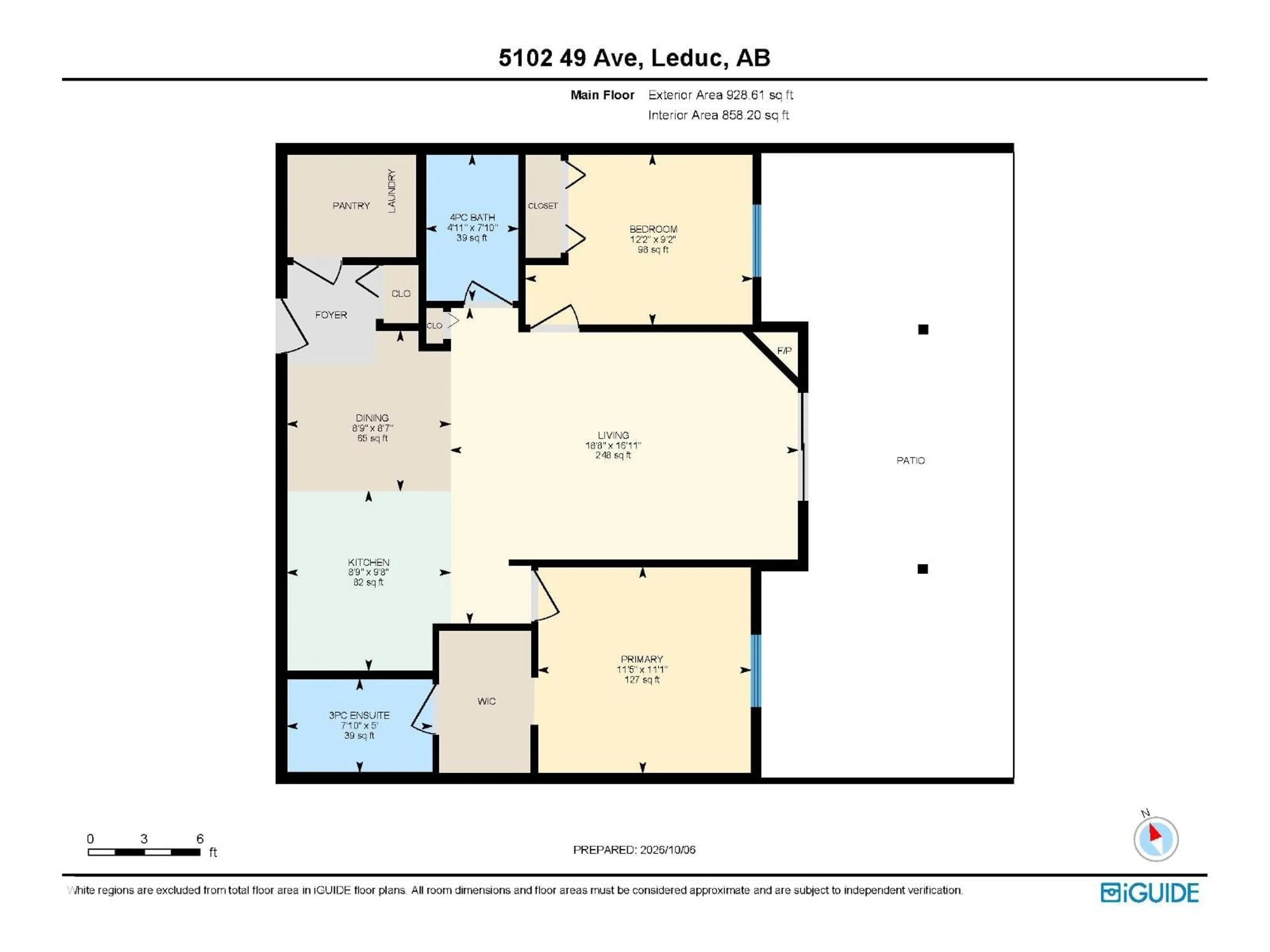 Floor plan for #104 - 5102 49 AV, Leduc Alberta T9E8H1