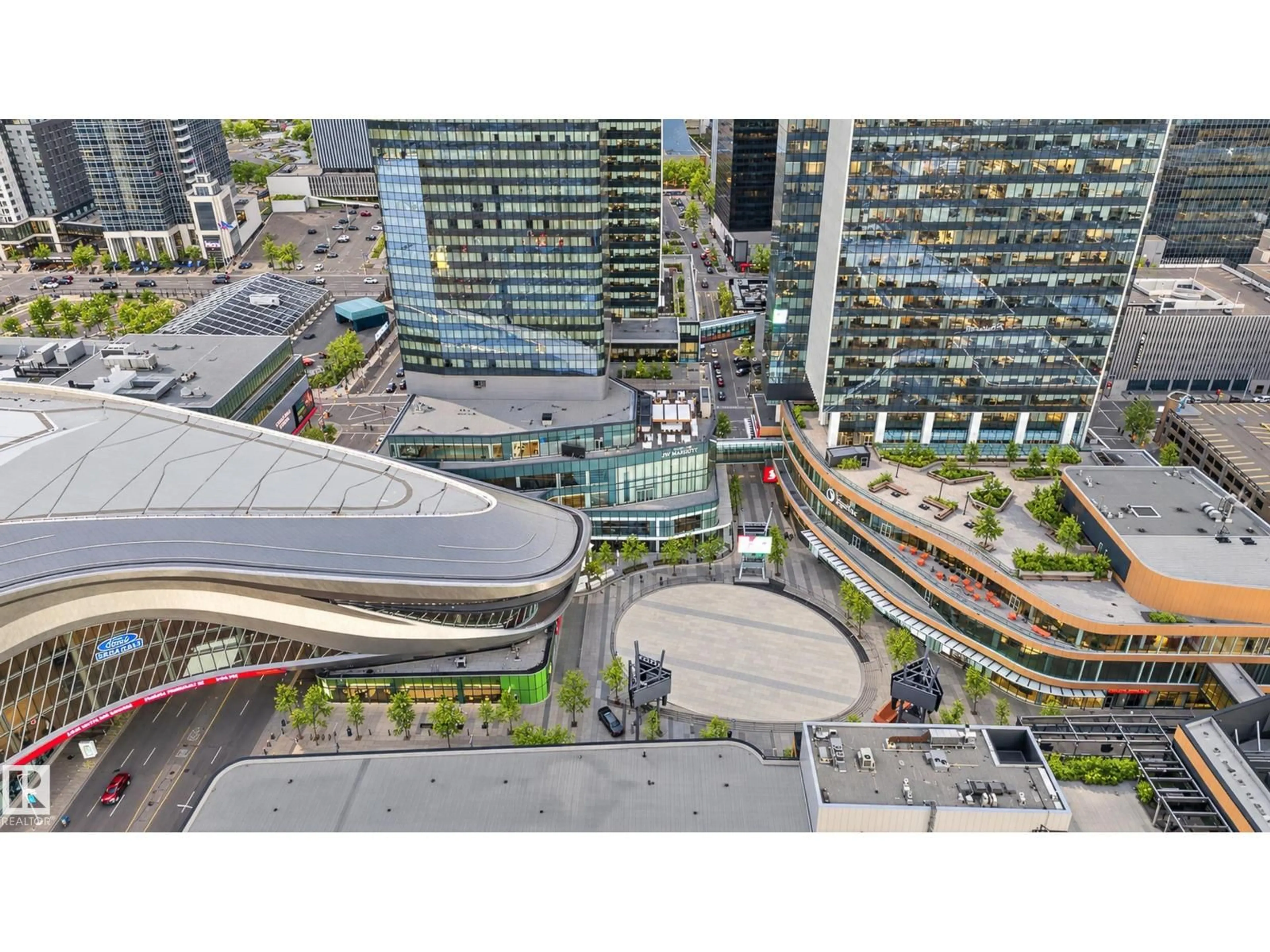 A pic from outside/outdoor area/front of a property/back of a property/a pic from drone, city buildings view from balcony for 10360 - 4206 102 ST NW, Edmonton Alberta T5J0K6