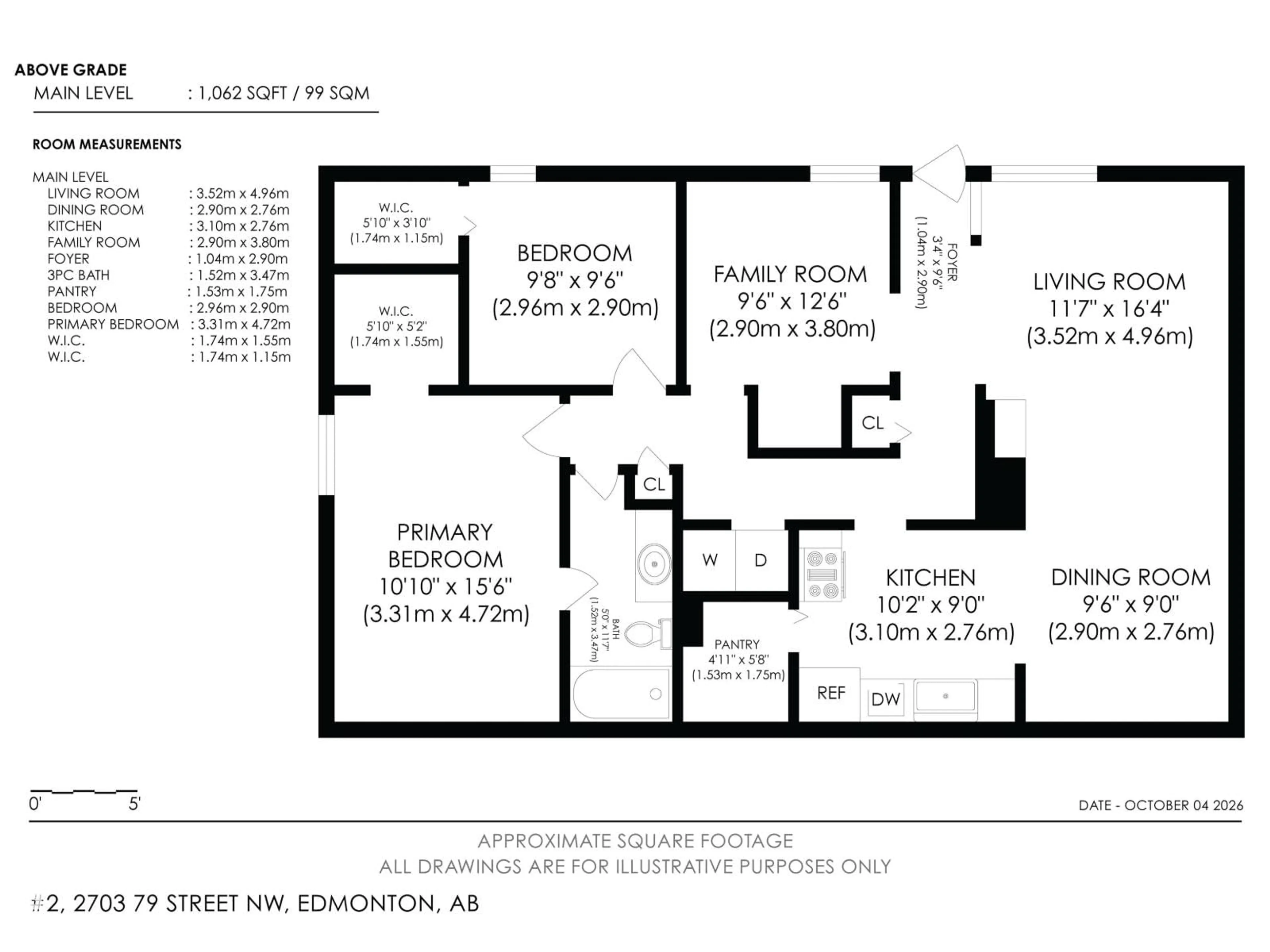 Floor plan for 2 - 2703 79 ST, Edmonton Alberta T6K3Z6