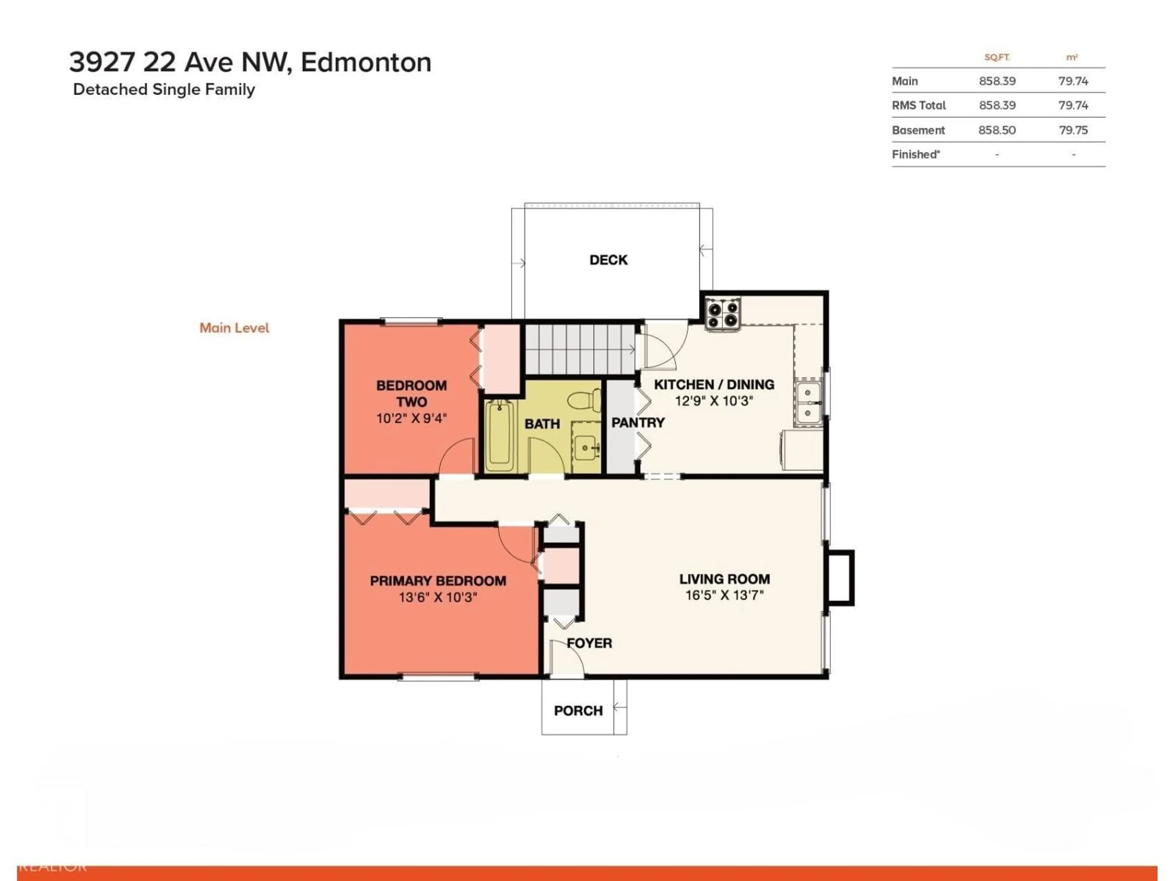 Floor plan for 3927 22 AV, Edmonton Alberta T6L4M1