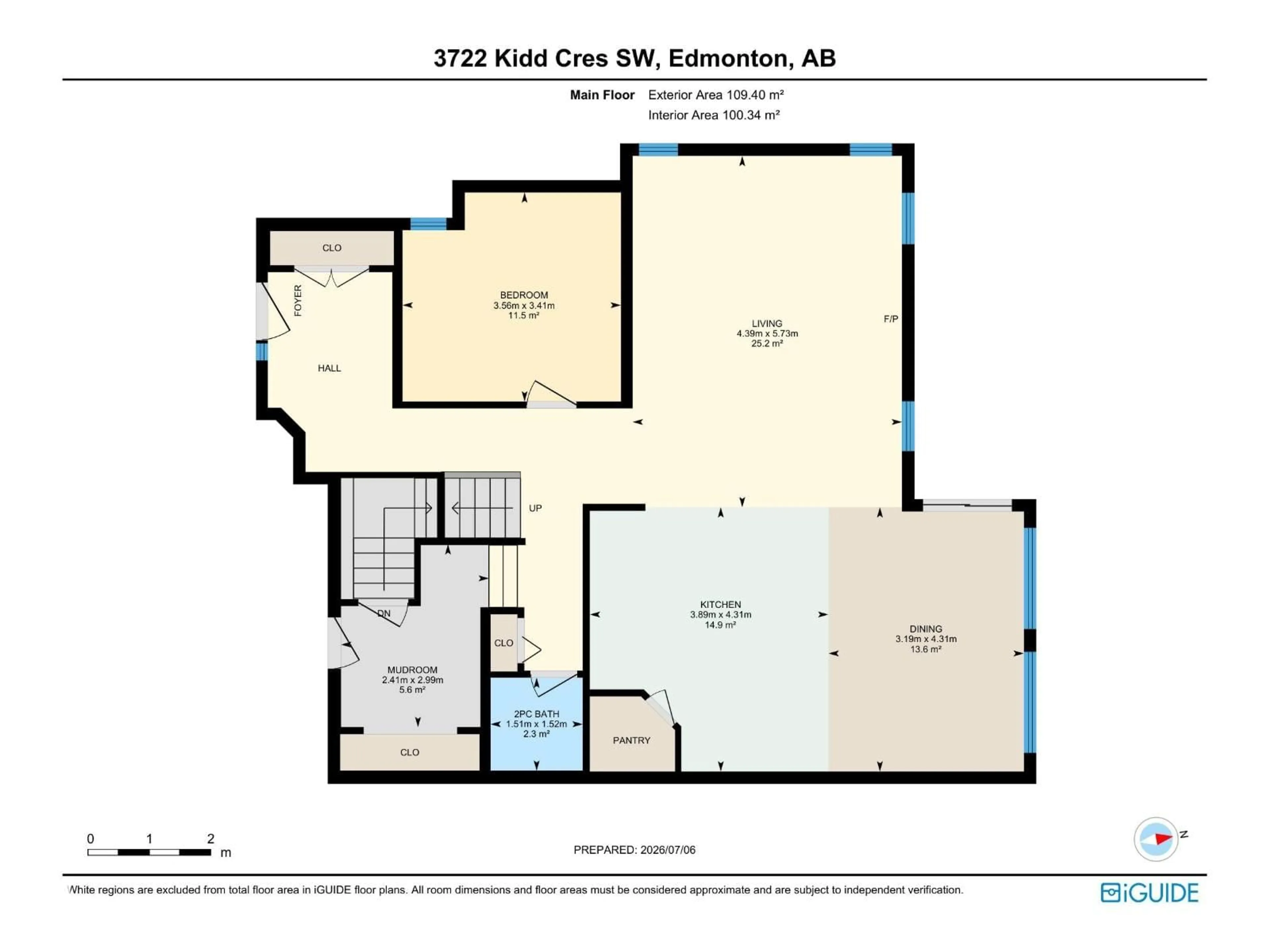 Floor plan for SW - 3722 KIDD CR, Edmonton Alberta T6W2R1