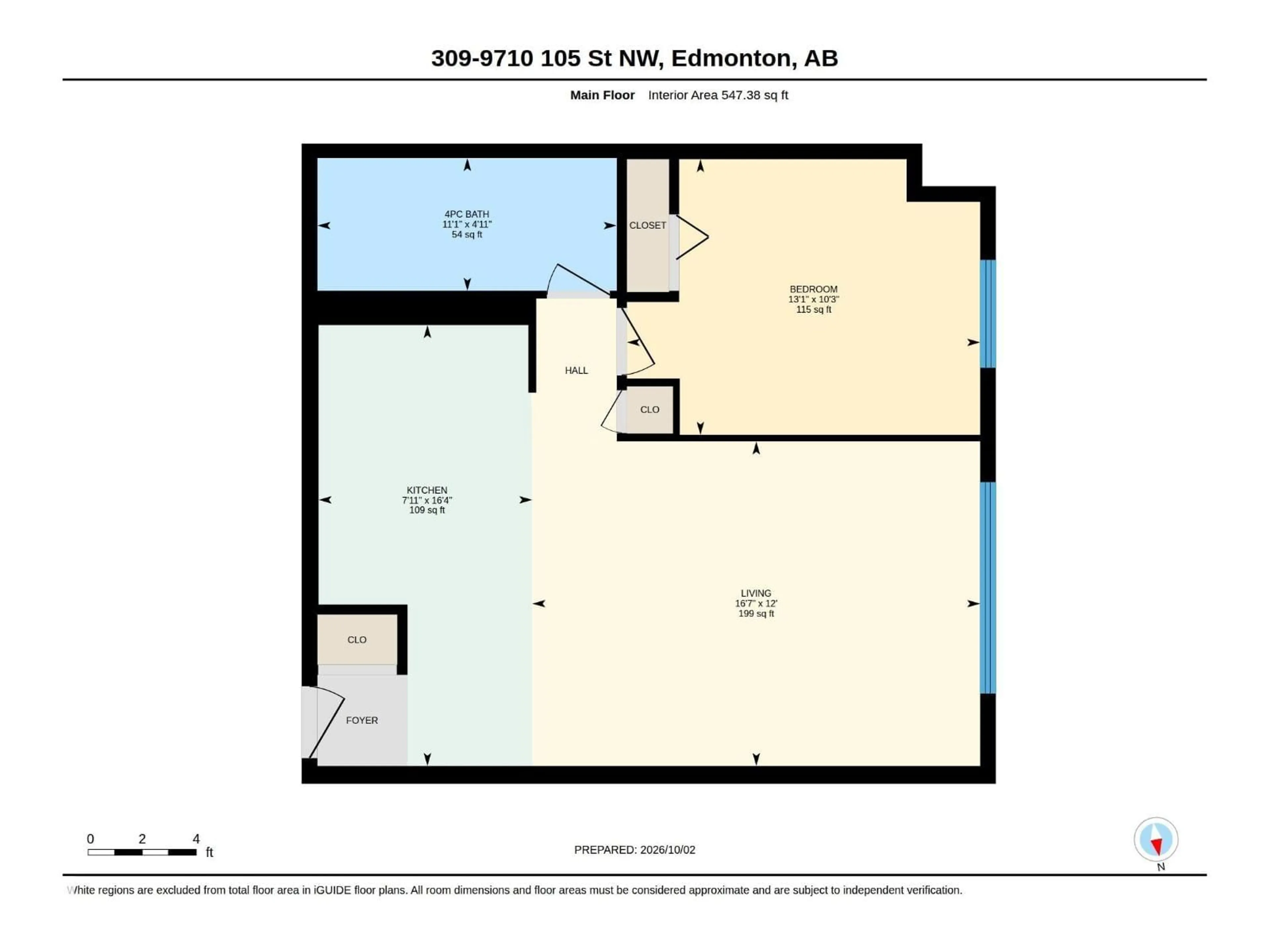 Floor plan for 309 - 9710 105 ST, Edmonton Alberta T5K1A4
