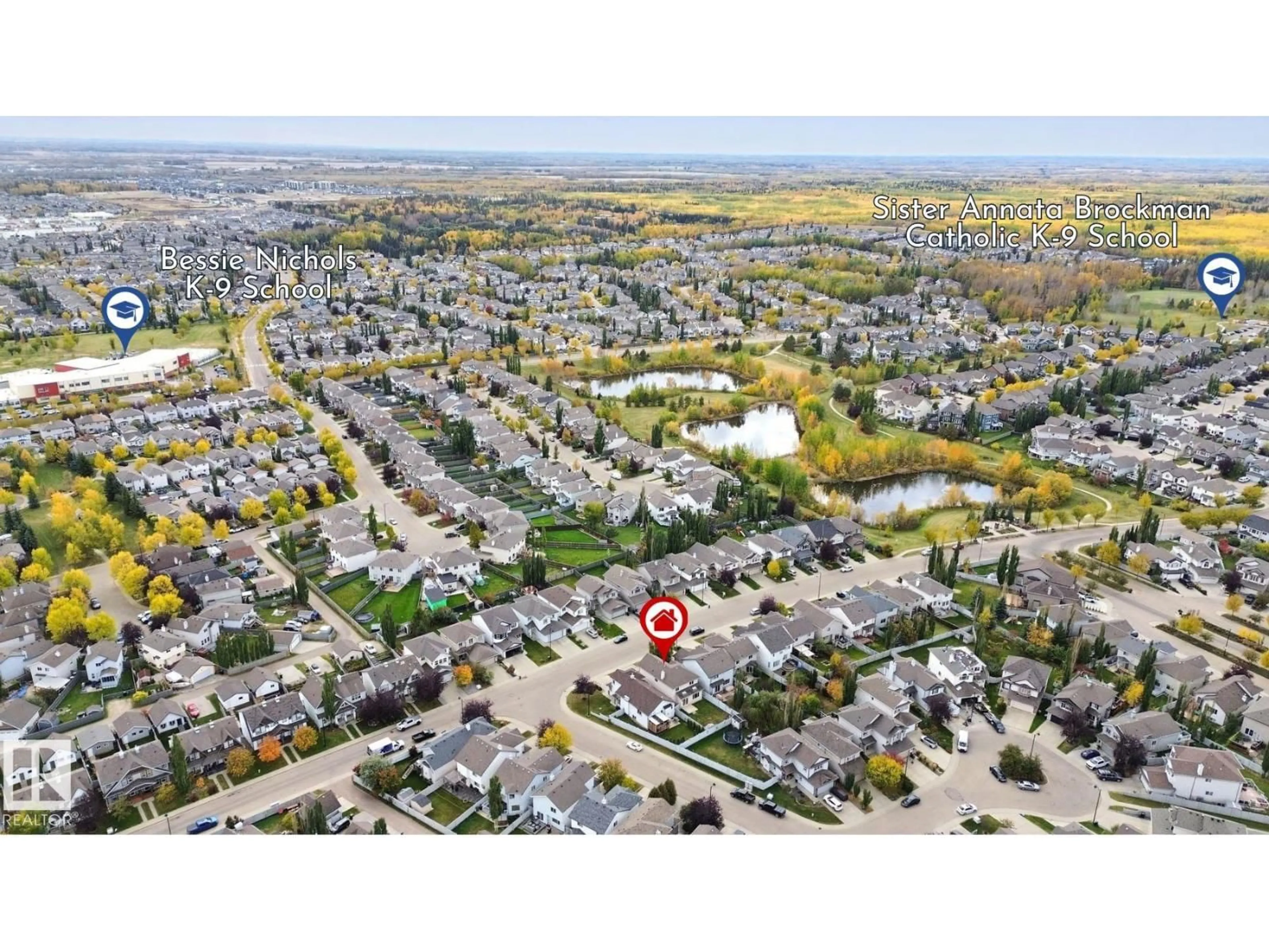 A pic from outside/outdoor area/front of a property/back of a property/a pic from drone, street for 20420 56 AV, Edmonton Alberta T6M0A9