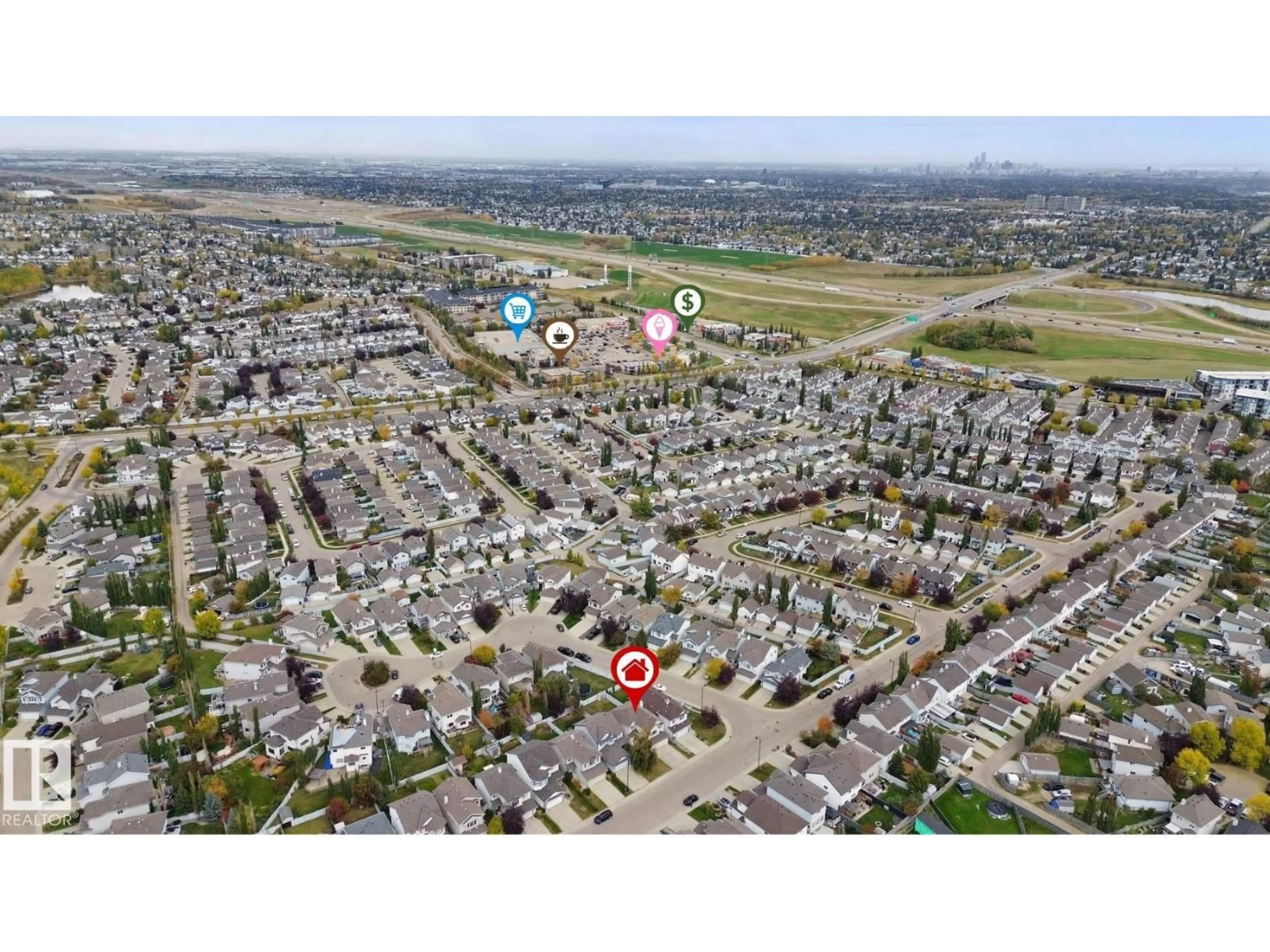 A pic from outside/outdoor area/front of a property/back of a property/a pic from drone, street for 20420 56 AV, Edmonton Alberta T6M0A9