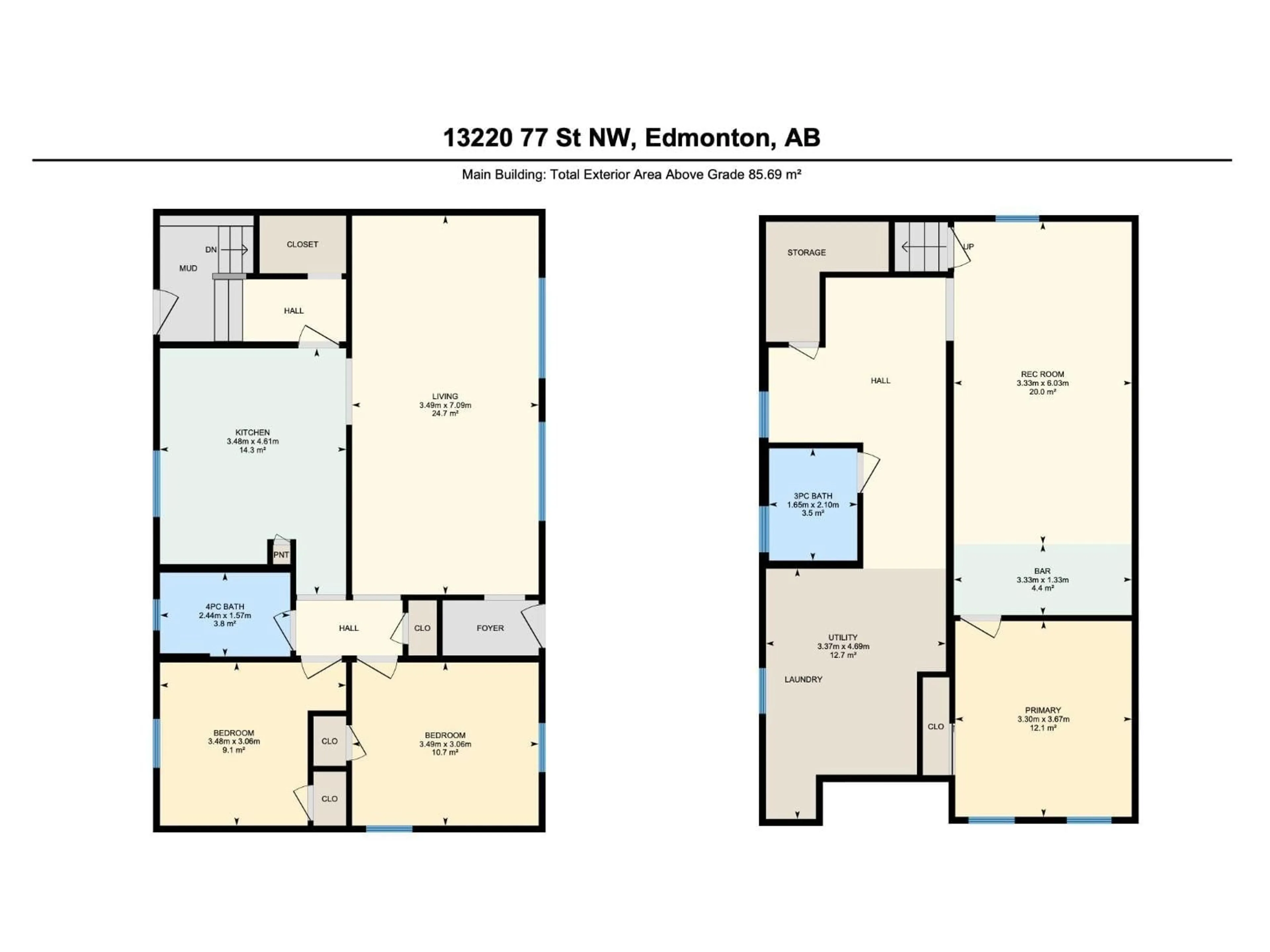 Floor plan for 13220 77 ST, Edmonton Alberta T5C1C9