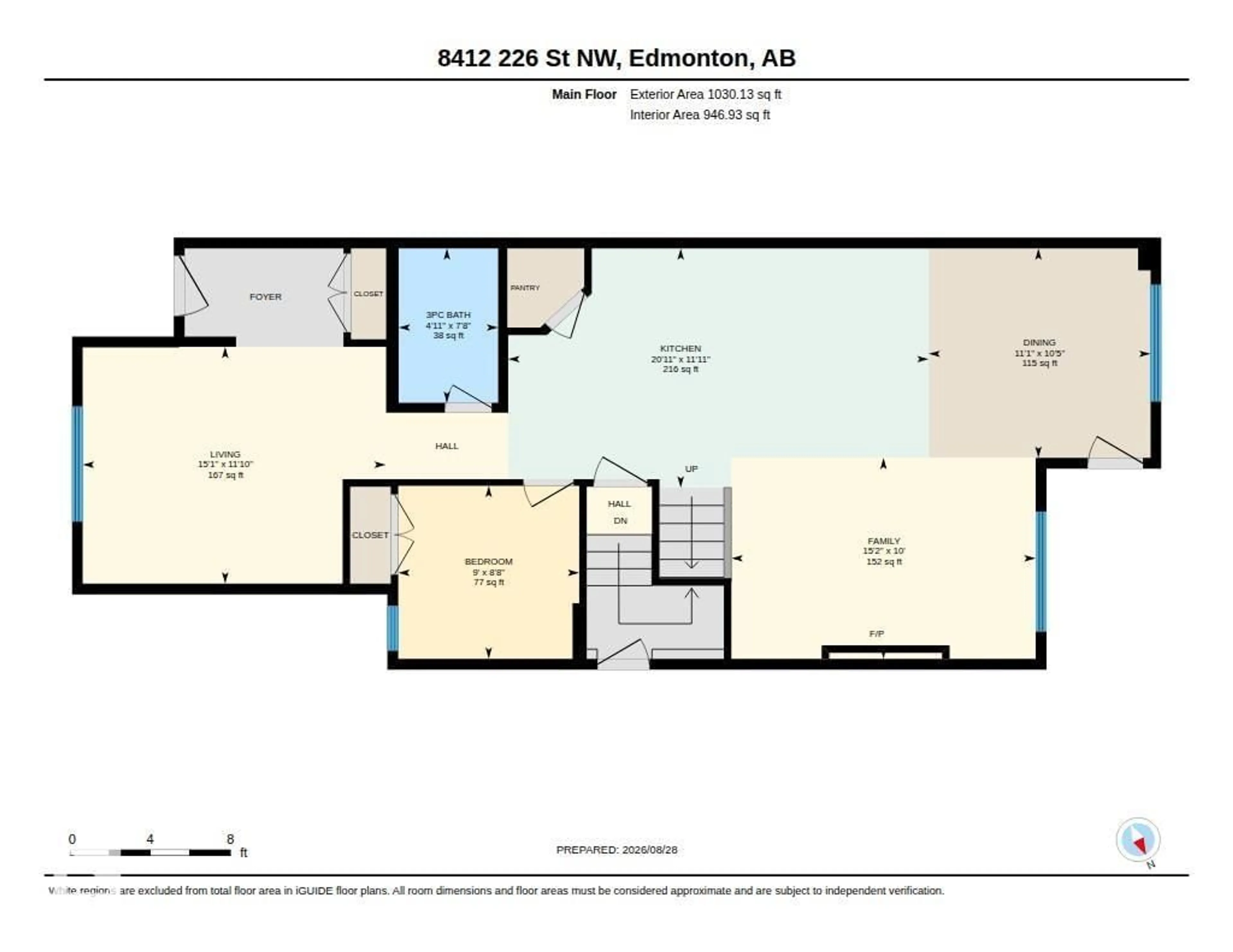 Floor plan for 8416 226 ST, Edmonton Alberta T5T7Y8