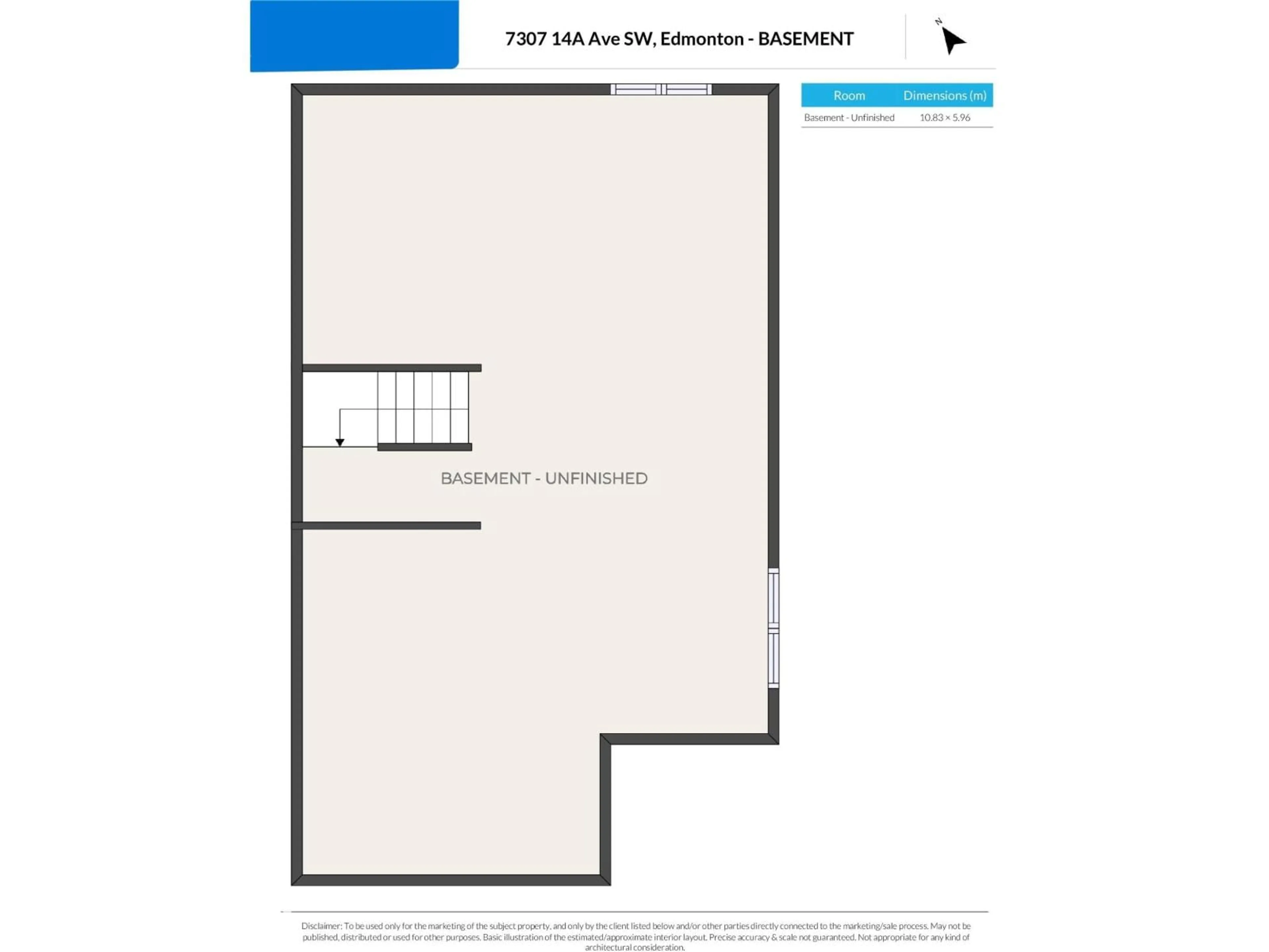 Floor plan for SW - 7307 14A AV, Edmonton Alberta T6X0E2
