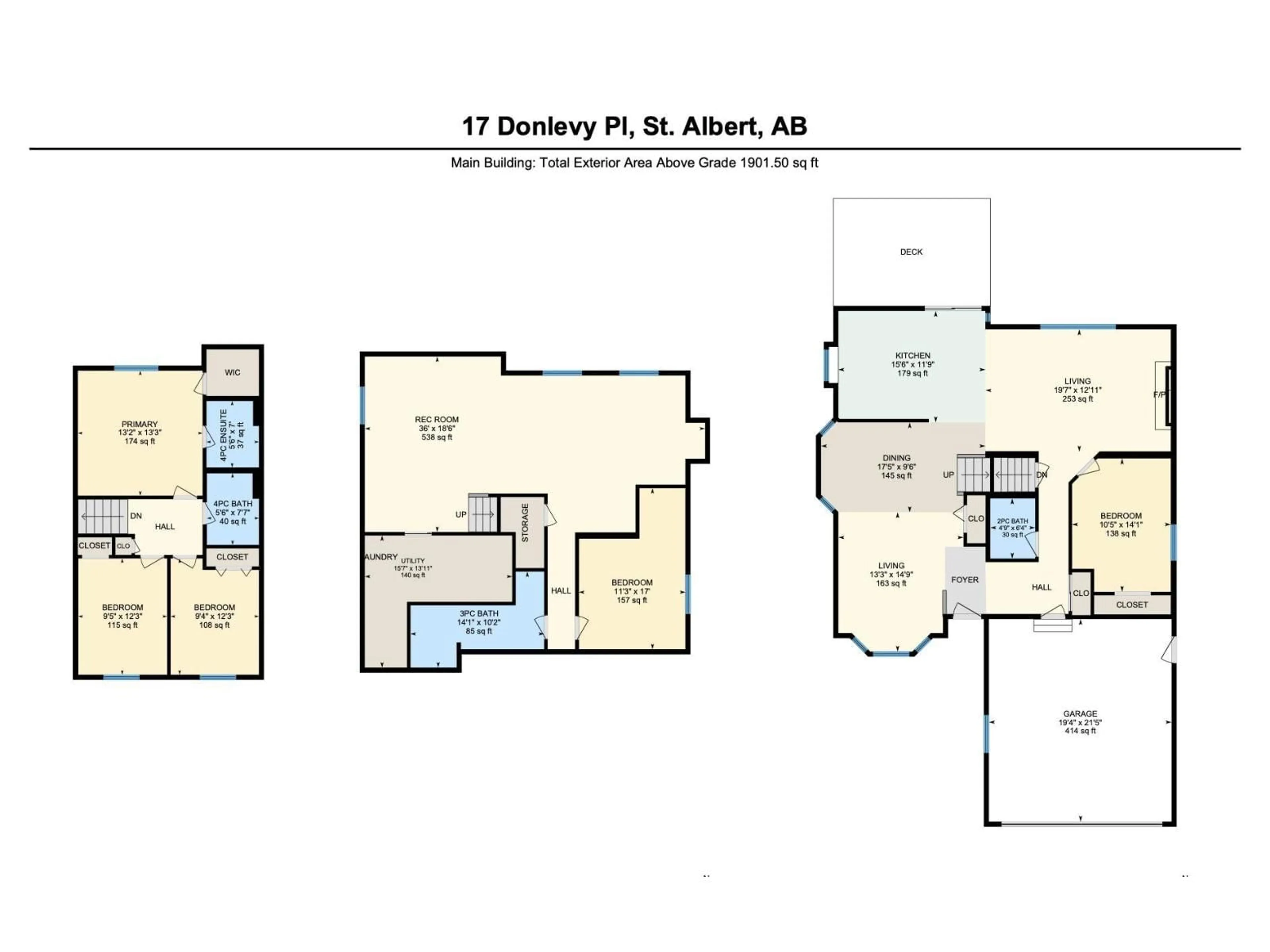 Floor plan for 17 DONLEVY PL, St. Albert Alberta T8N4W3