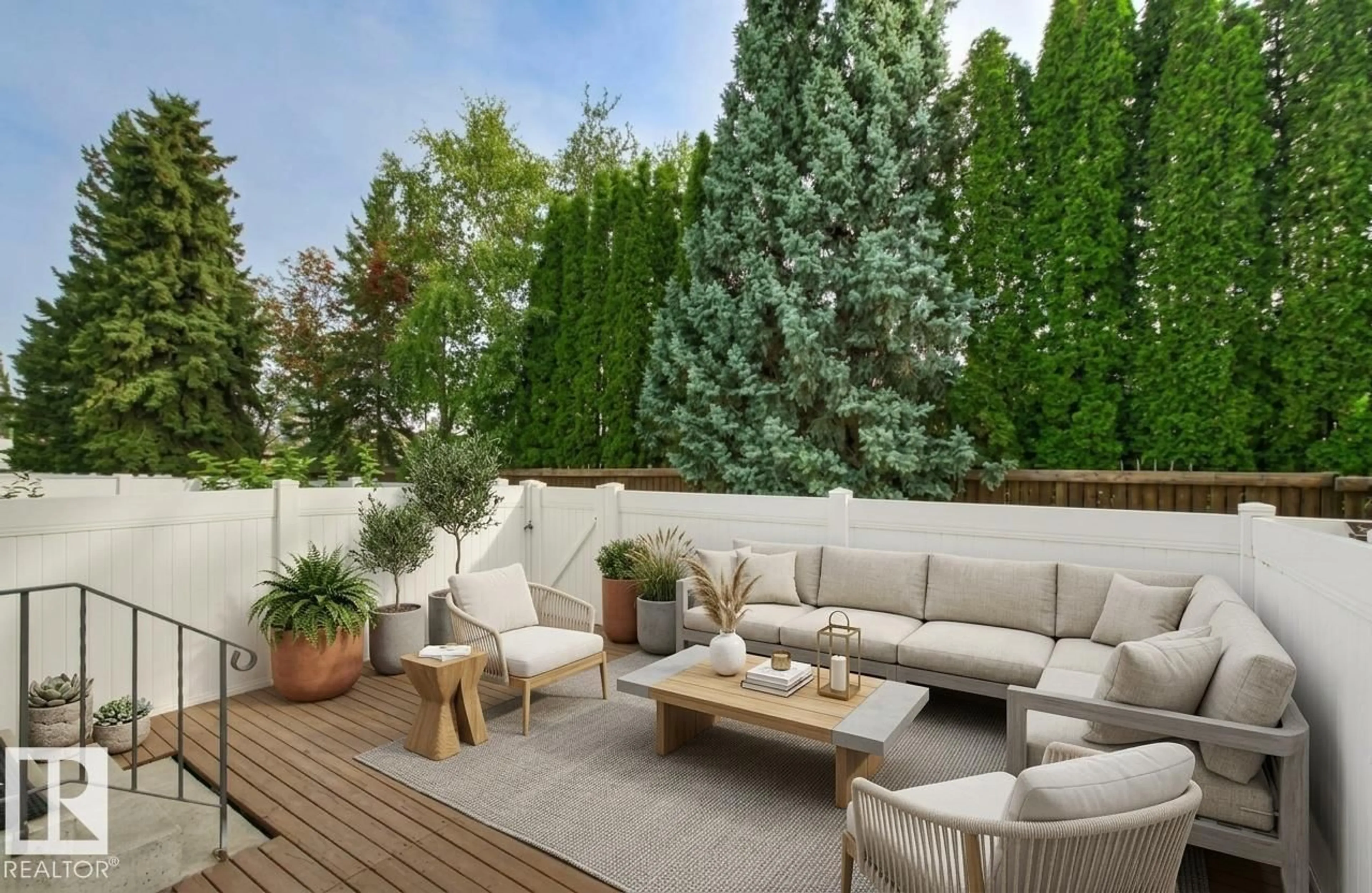 Patio, forest/trees view for 11343 22 AV, Edmonton Alberta T6J4V8