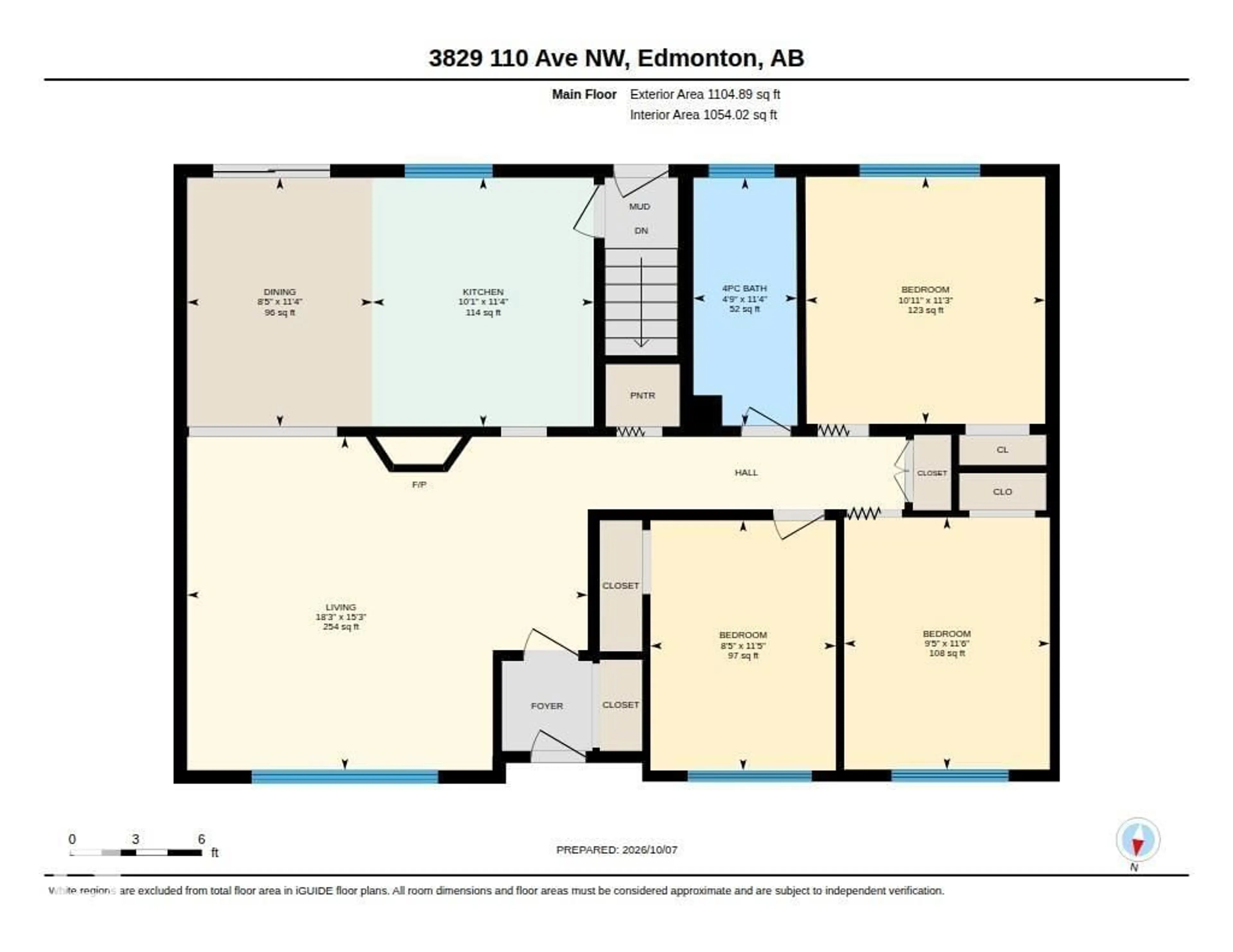 Floor plan for 3829 110 AV, Edmonton Alberta T5W0H8