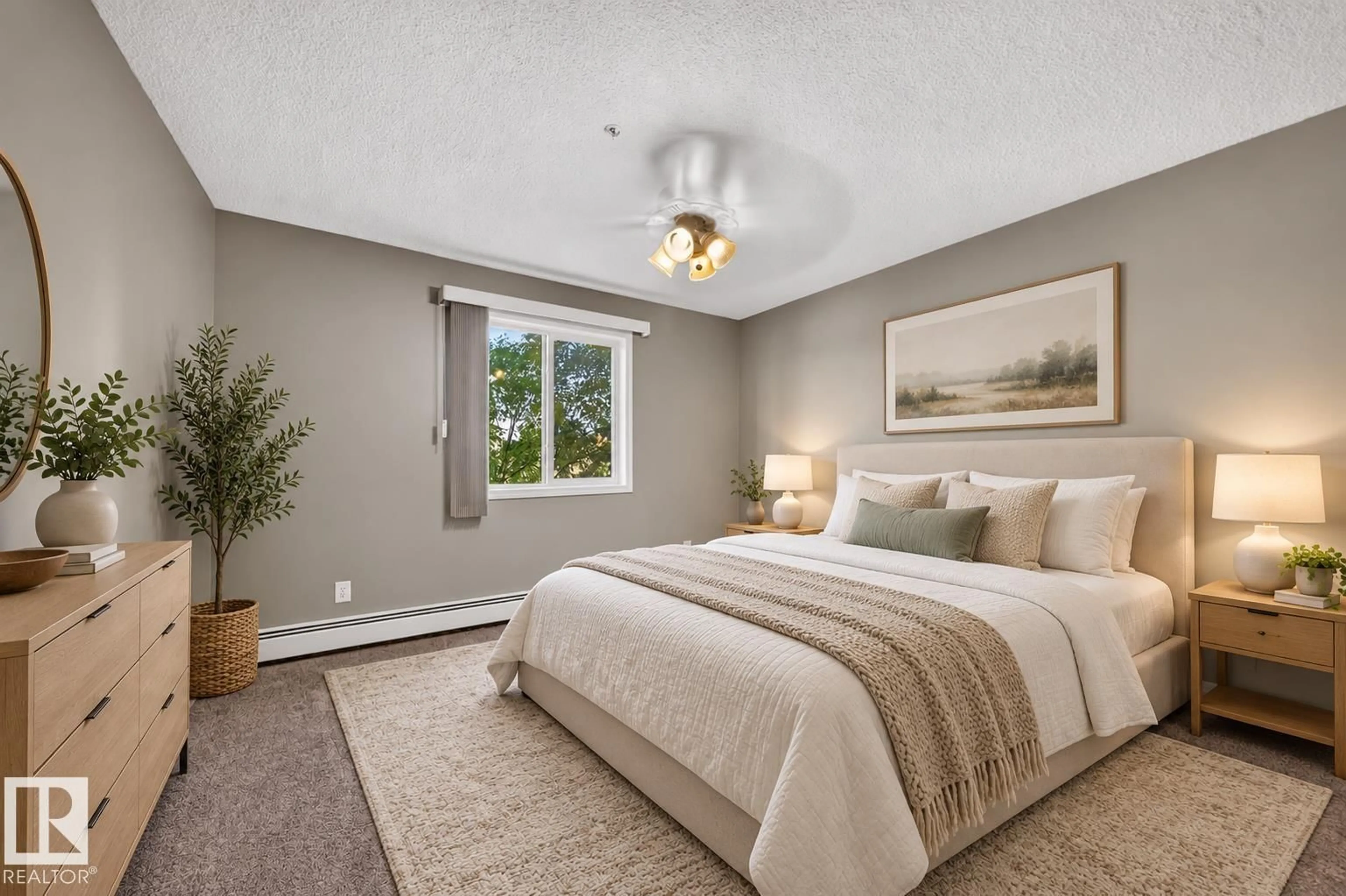 Bedroom with bed, carpet floor for #311 - 7511 171 ST NW, Edmonton Alberta T5T6S7