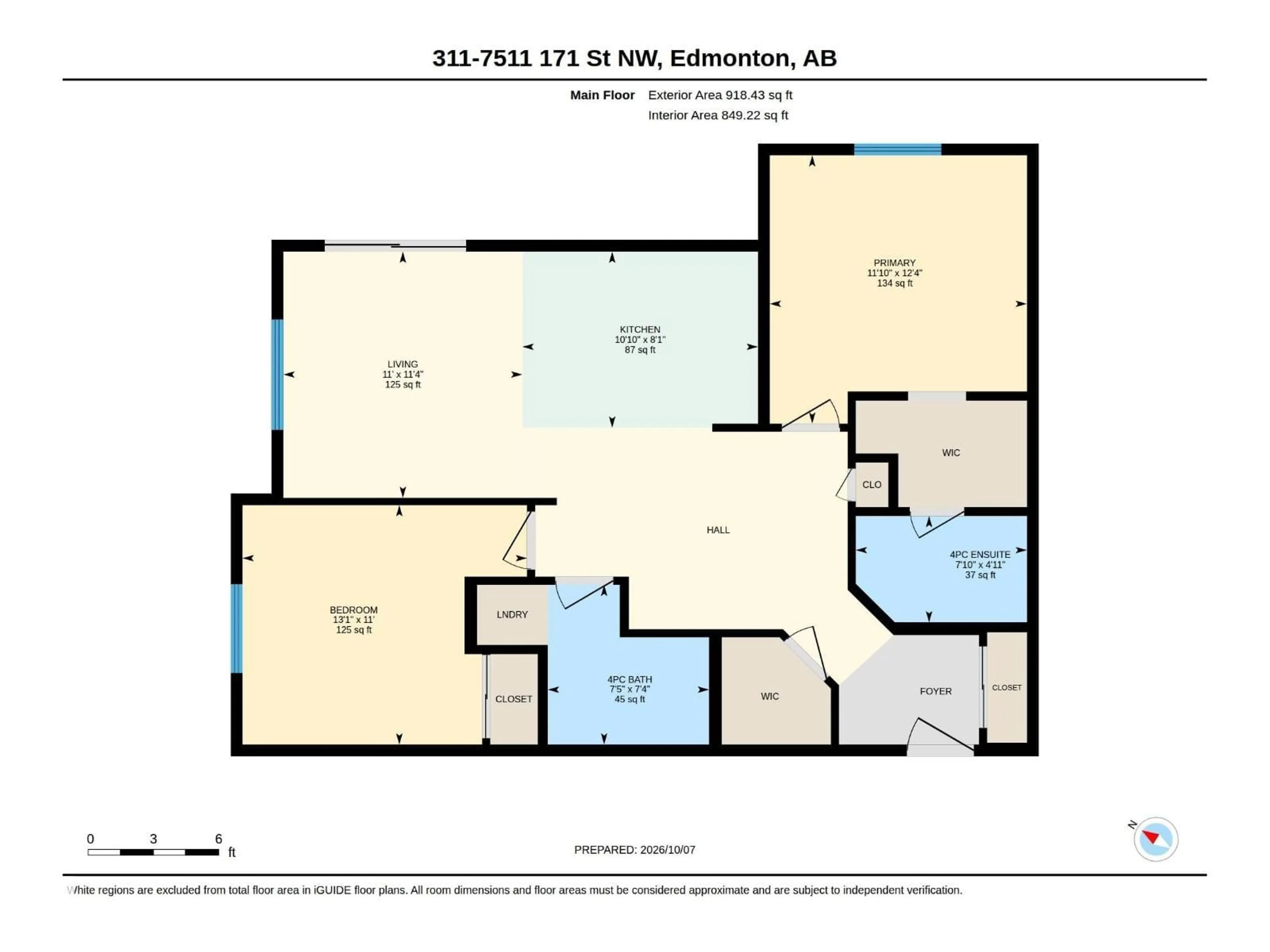 Floor plan for #311 - 7511 171 ST NW, Edmonton Alberta T5T6S7