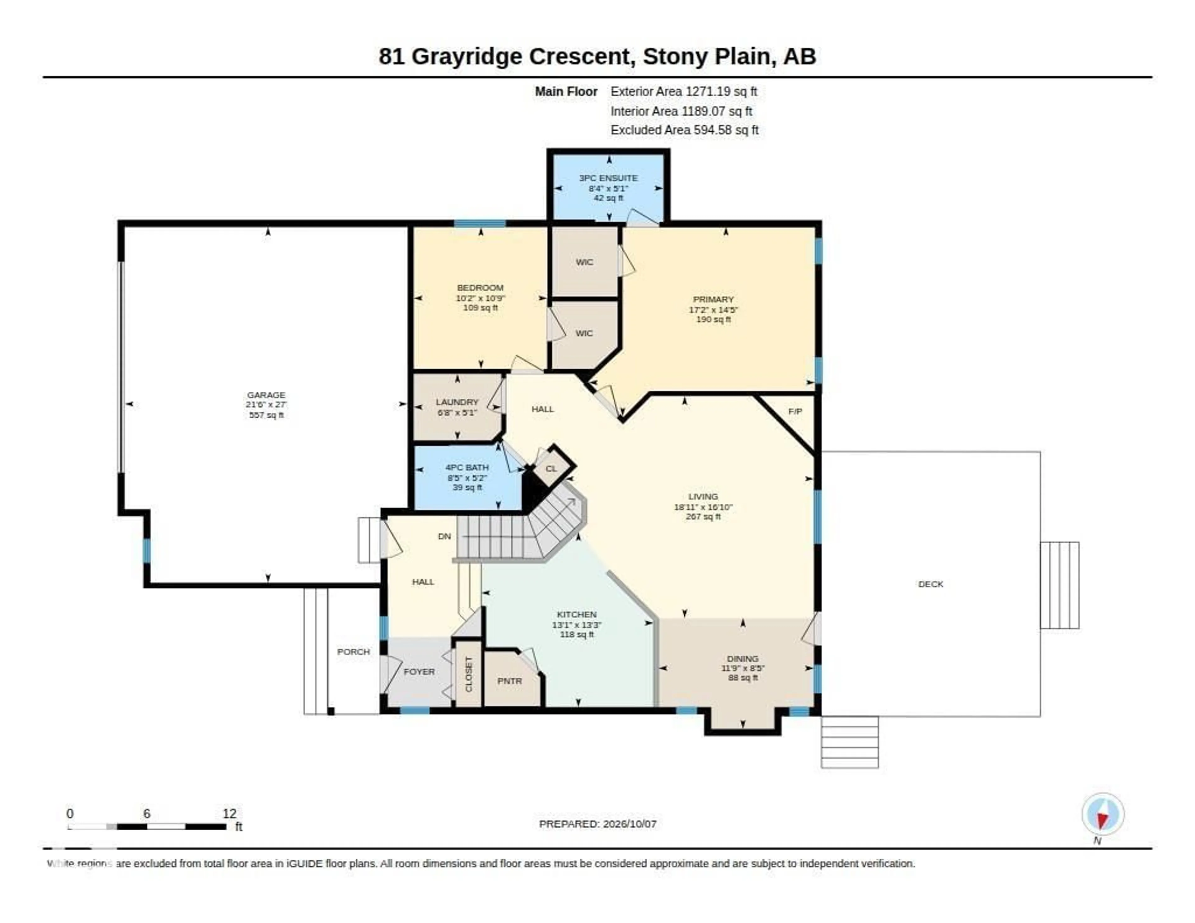 Floor plan for 81 GRAYRIDGE CR, Stony Plain Alberta T7Z0A1