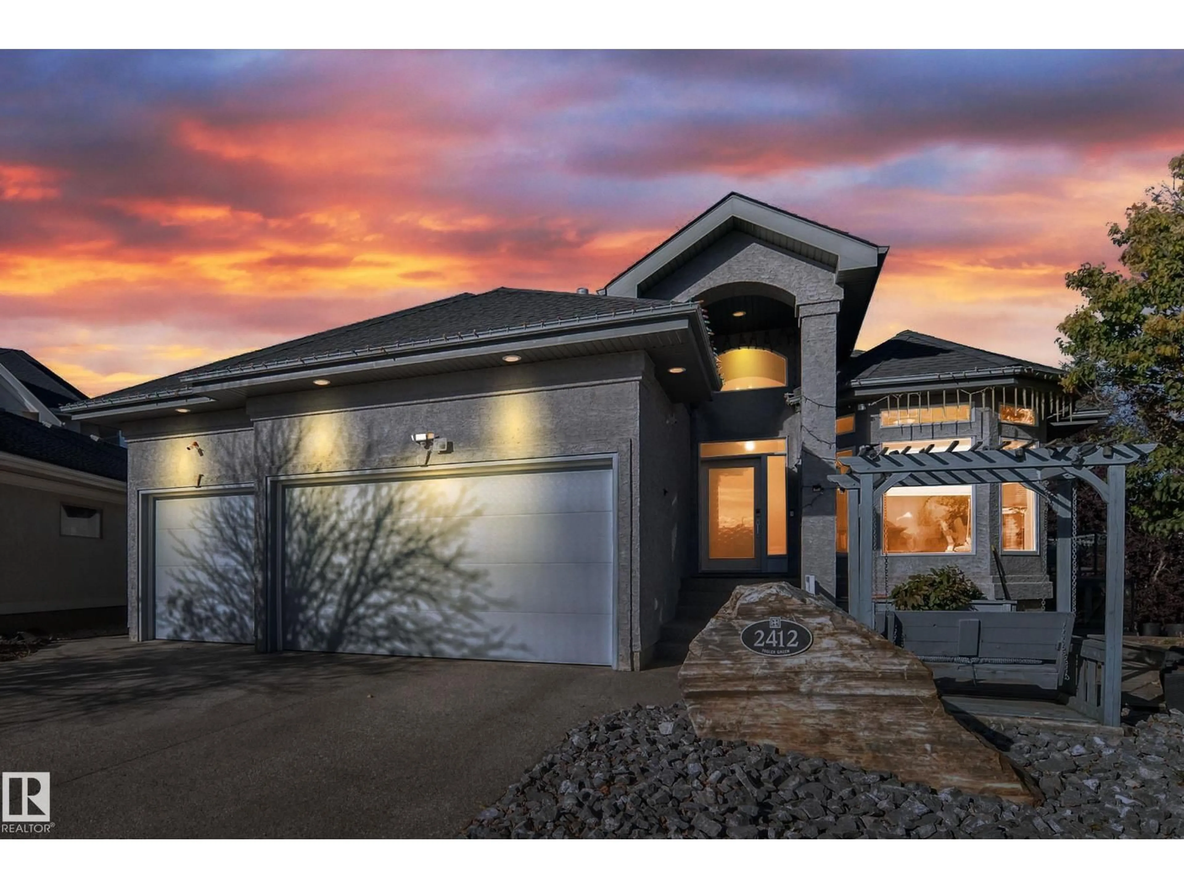 Home with vinyl exterior material, street for NW - 2412 TEGLER GREEN, Edmonton Alberta T6R3K2