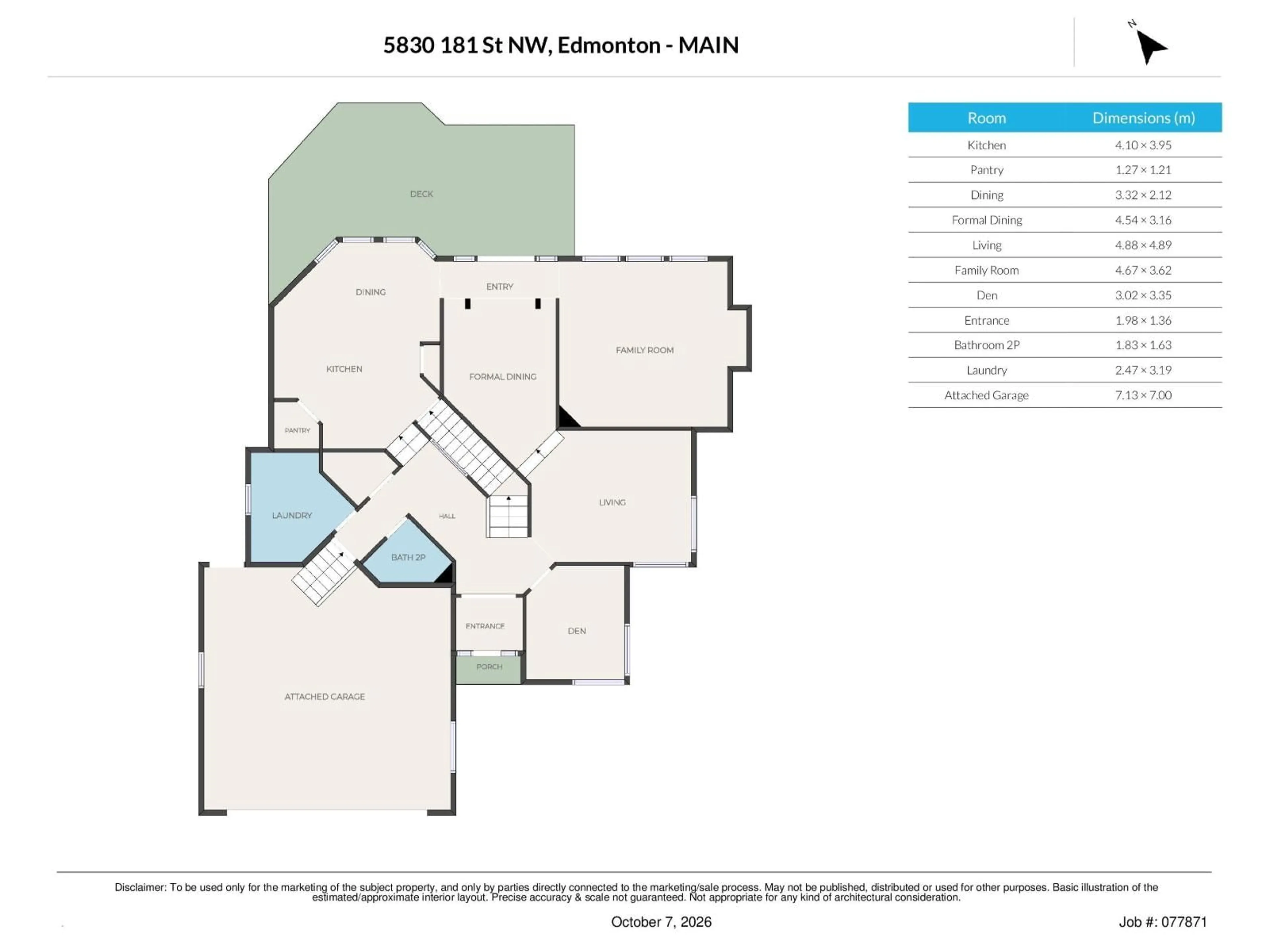 Floor plan for 5830 181 ST, Edmonton Alberta T6M1V6