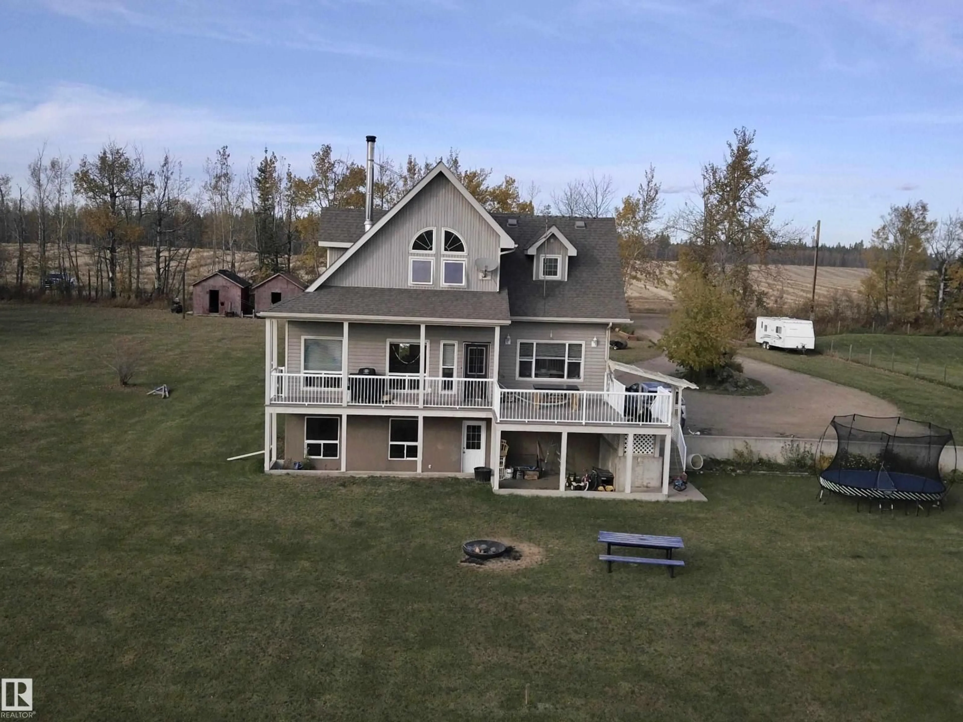A pic from outside/outdoor area/front of a property/back of a property/a pic from drone, building for 3513 TWP. RD. 613A, Rural Barrhead County Alberta T7N1N2