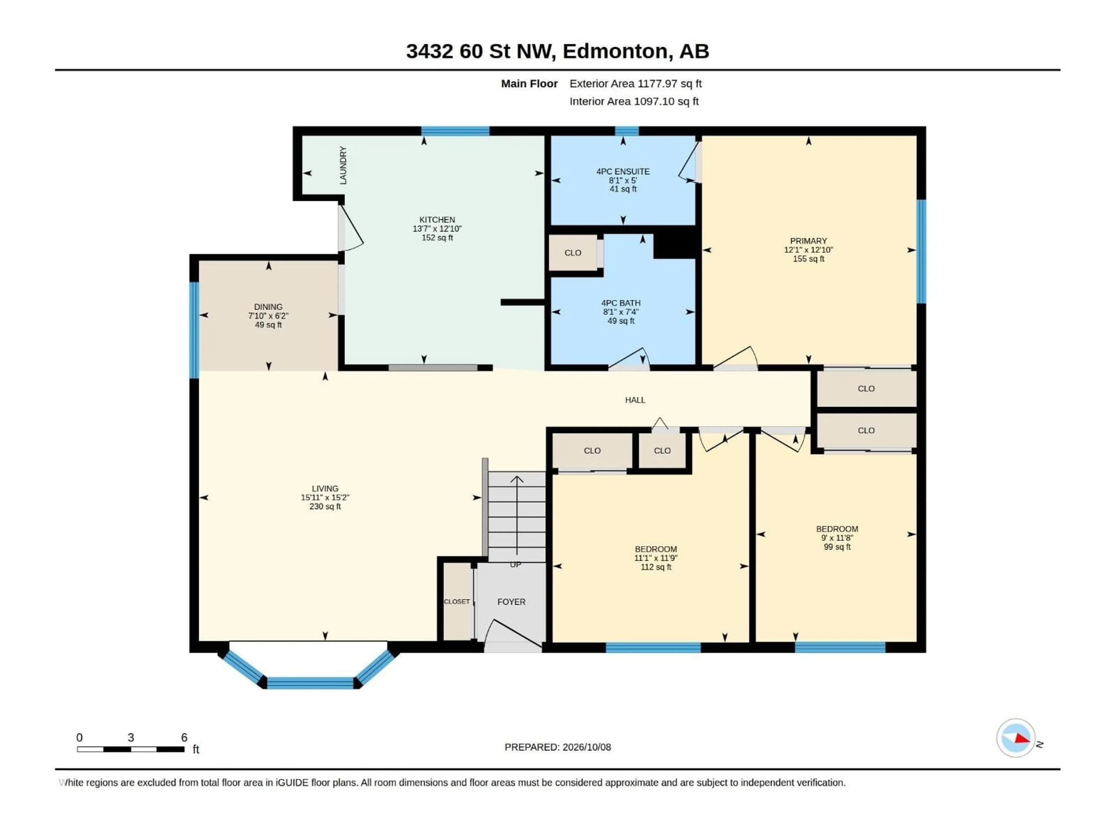 Floor plan for 3432 60 ST, Edmonton Alberta T6L1E2