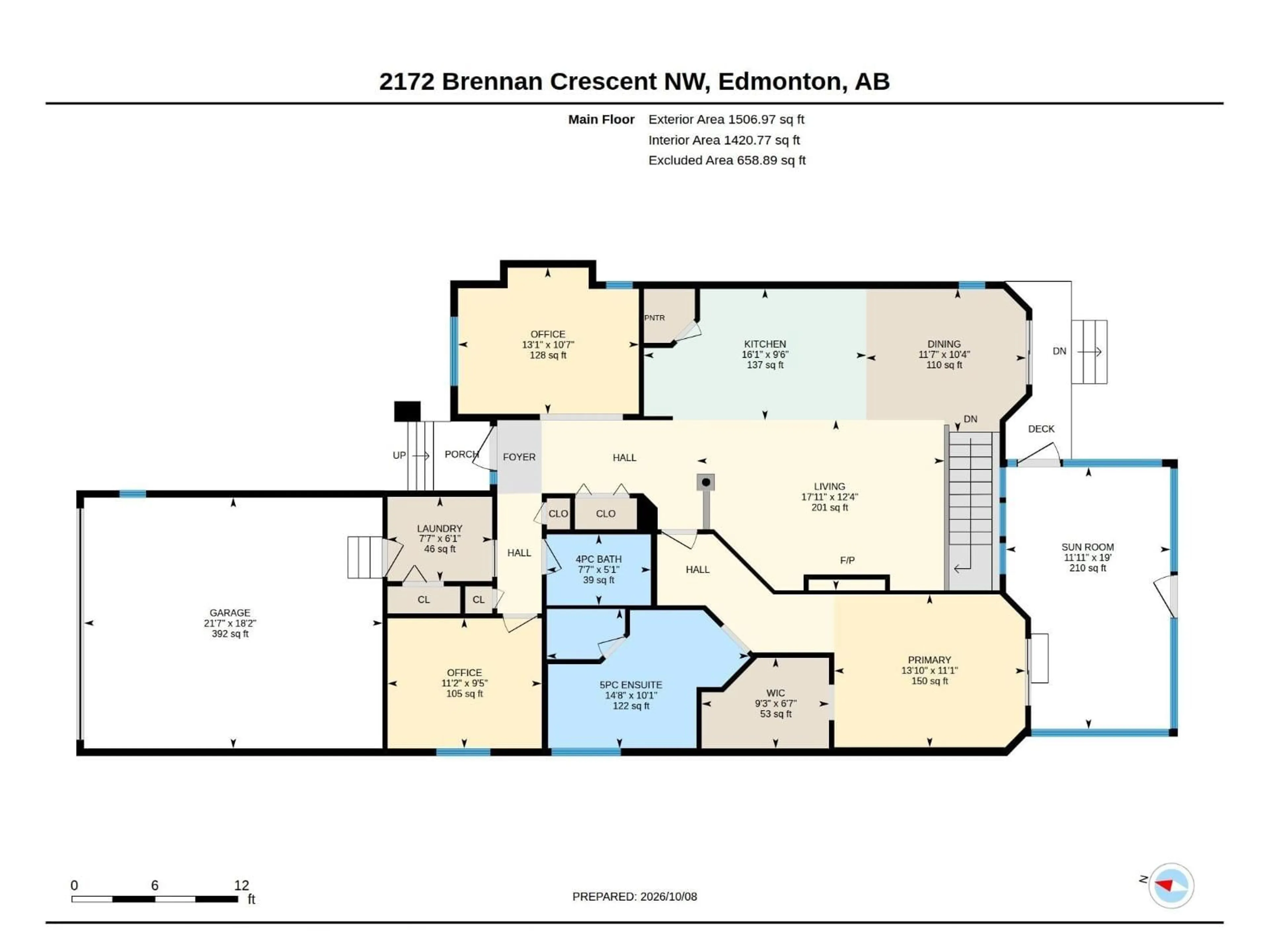 Floor plan for 2172 BRENNAN CR NW, Edmonton Alberta T5T6R8