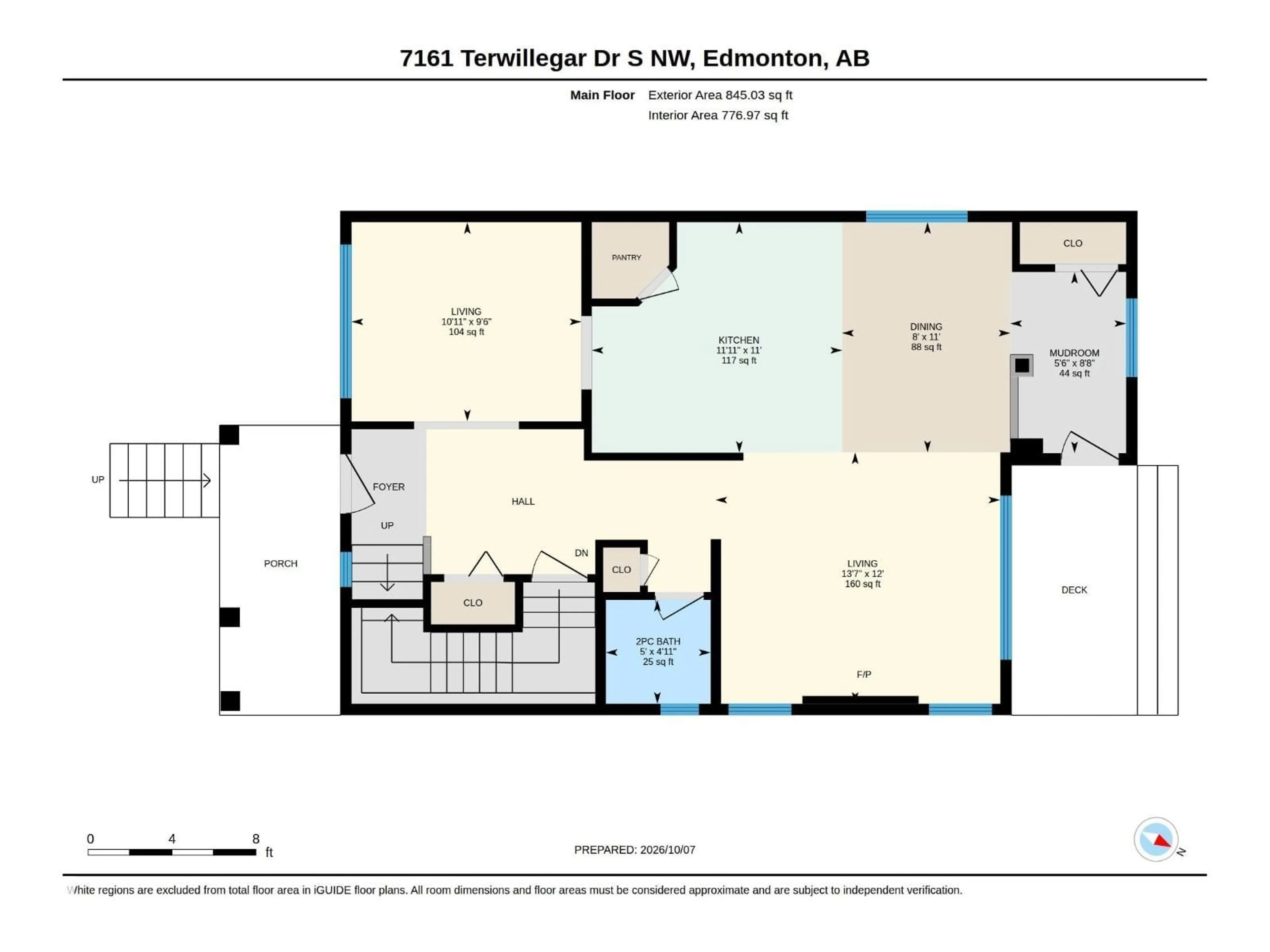 Floor plan for 7161 SOUTH TERWILLEGAR DR, Edmonton Alberta T6R0P3