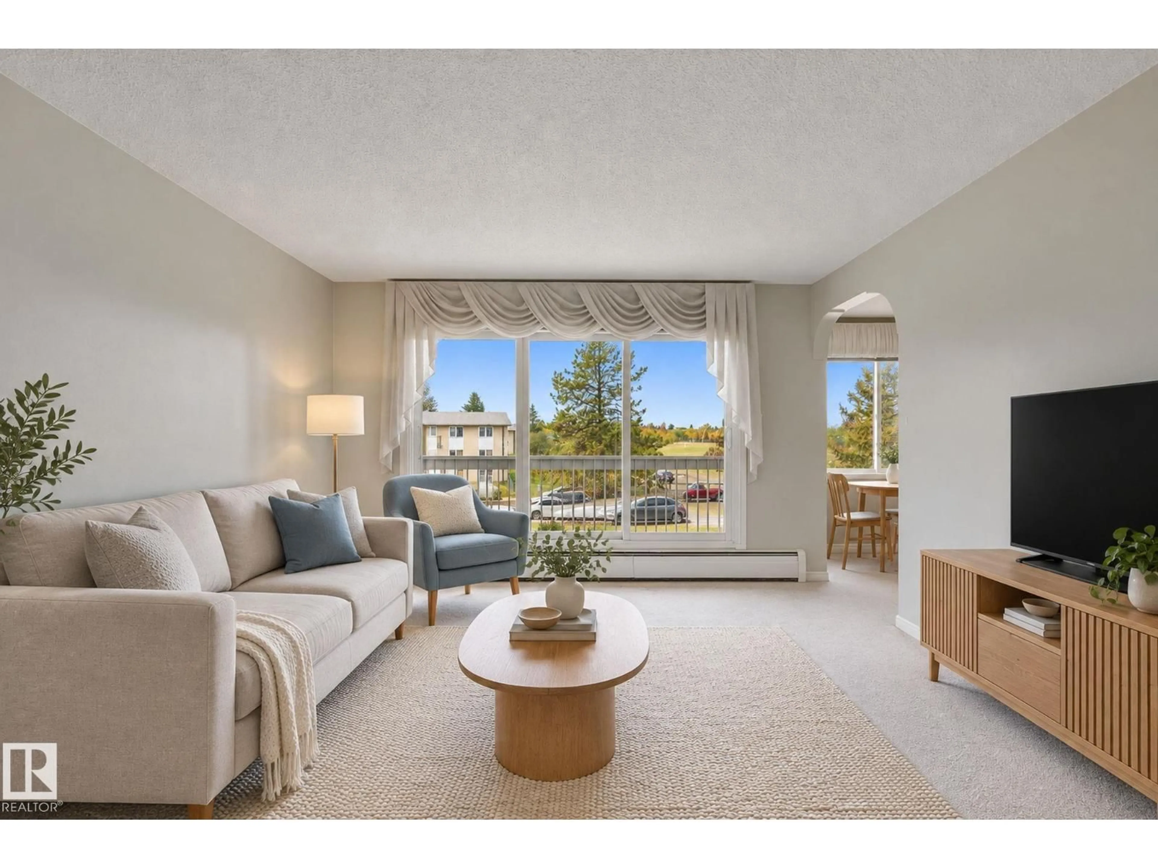 Living room with furniture, unknown for 306 Condo - 11460 40 AV NW, Edmonton Alberta T6J0R5