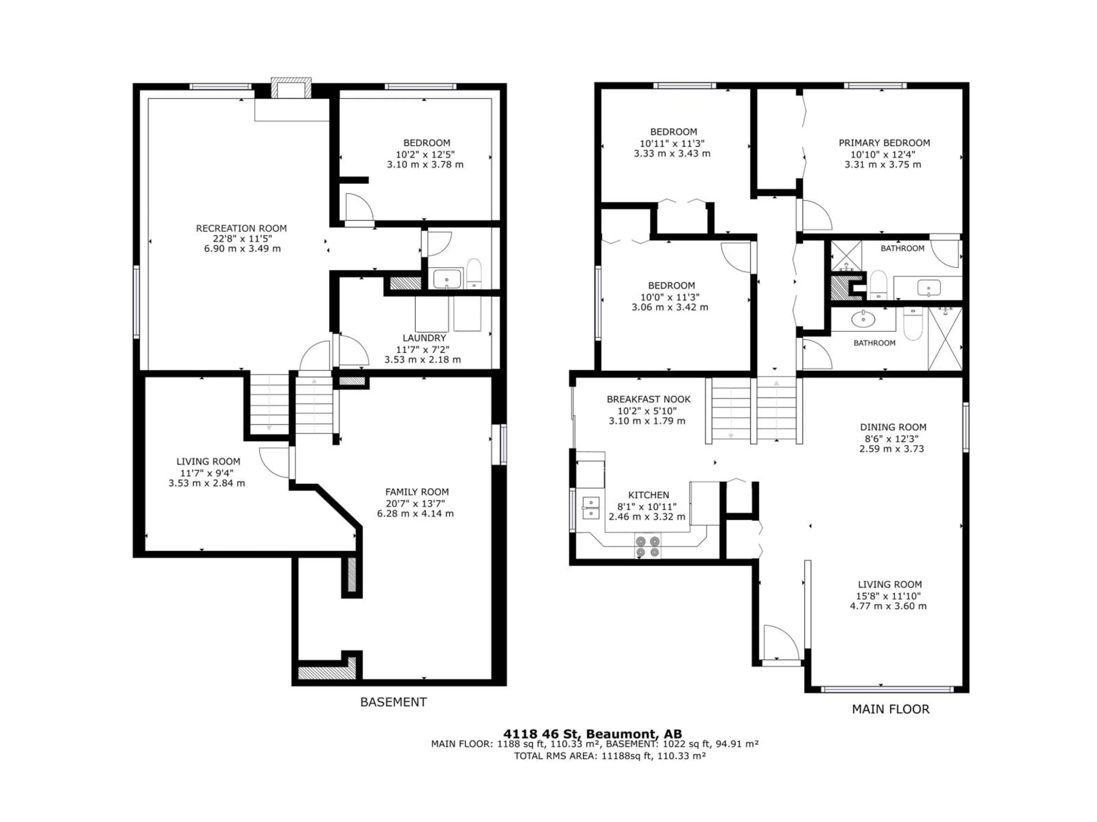 Floor plan for 4118 46 ST, Beaumont Alberta T4X1G1