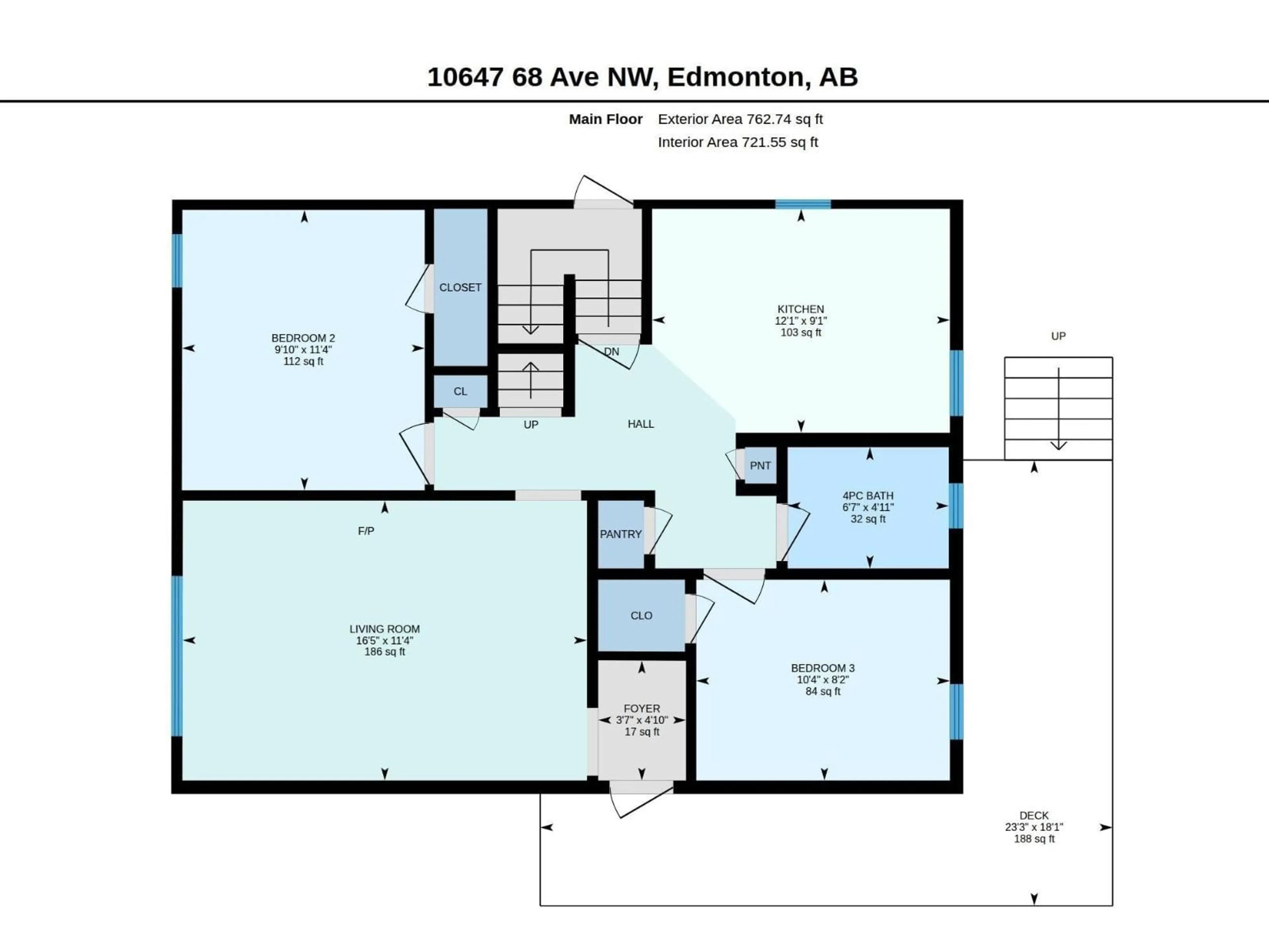 Floor plan for NW - 10647 68 AV, Edmonton Alberta T6H2B3