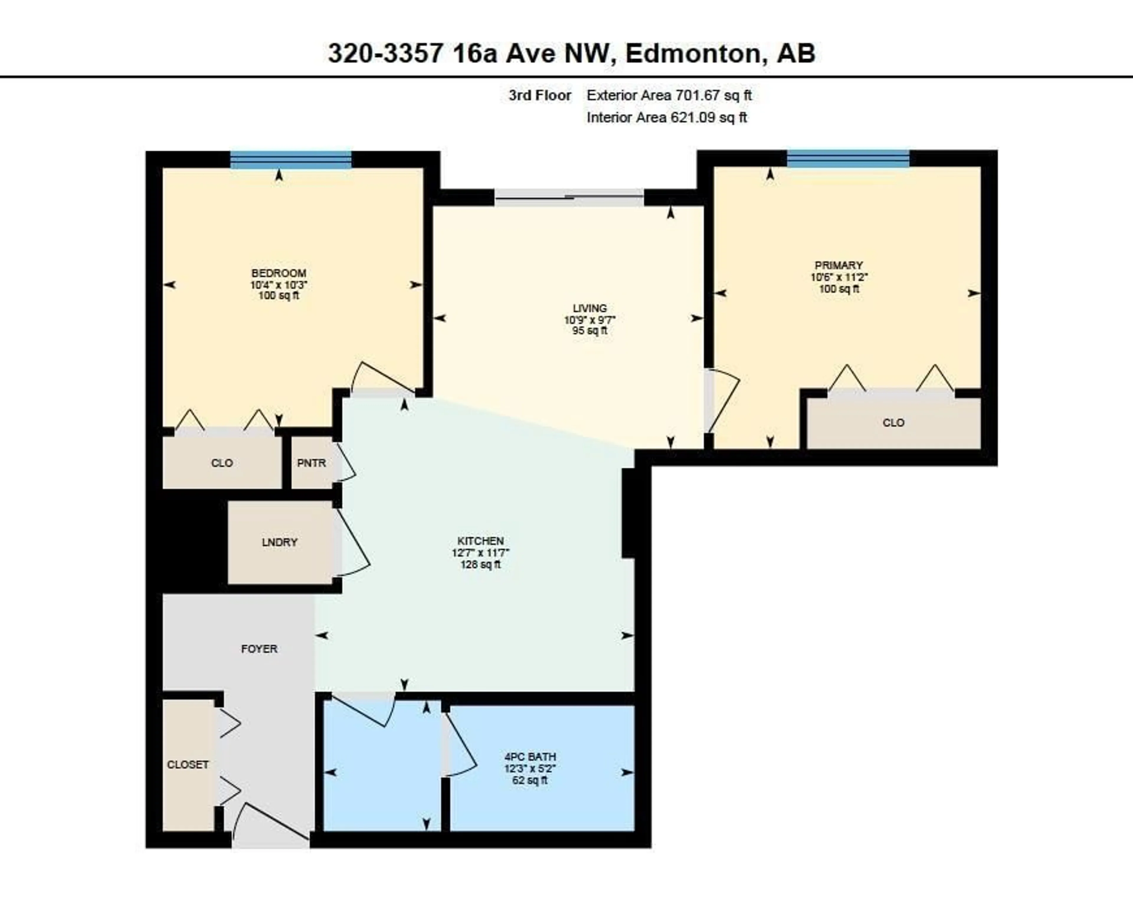 Floor plan for 320 - 3357 16A AV, Edmonton Alberta T6T0V4