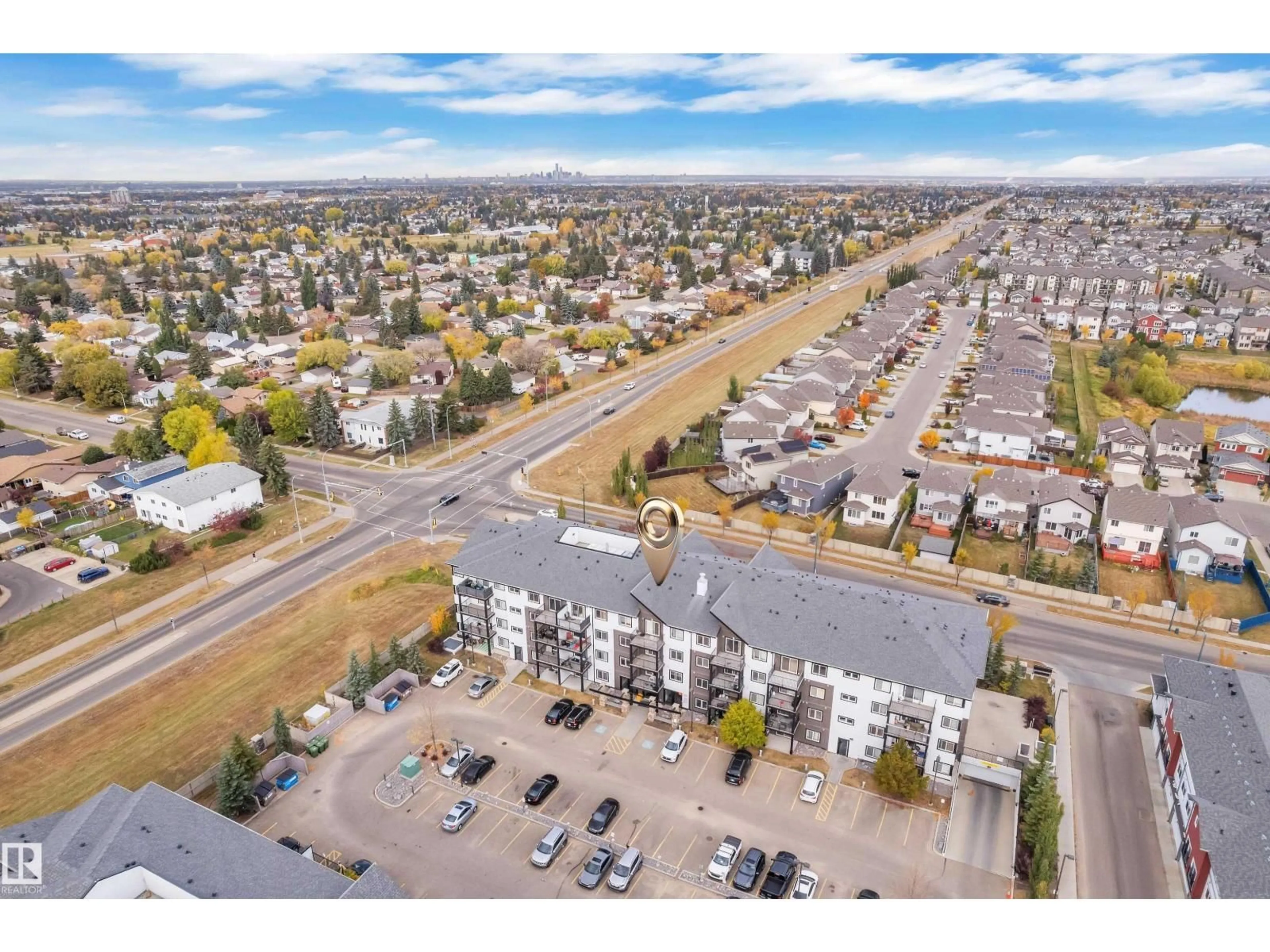 A pic from outside/outdoor area/front of a property/back of a property/a pic from drone, street for 320 - 3357 16A AV, Edmonton Alberta T6T0V4