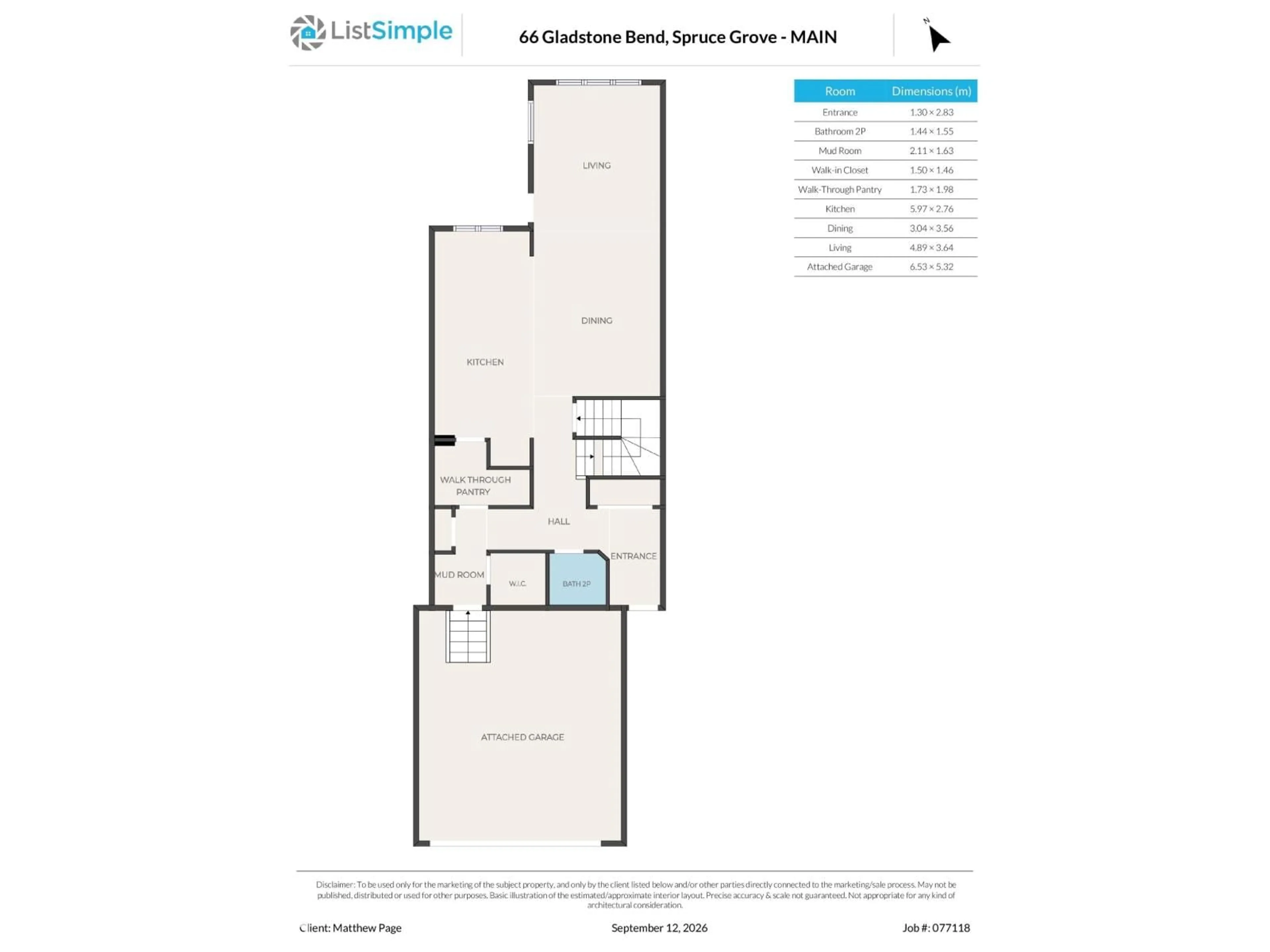 Floor plan for 66 GLADSTONE BN, Spruce Grove Alberta T7X0Z6