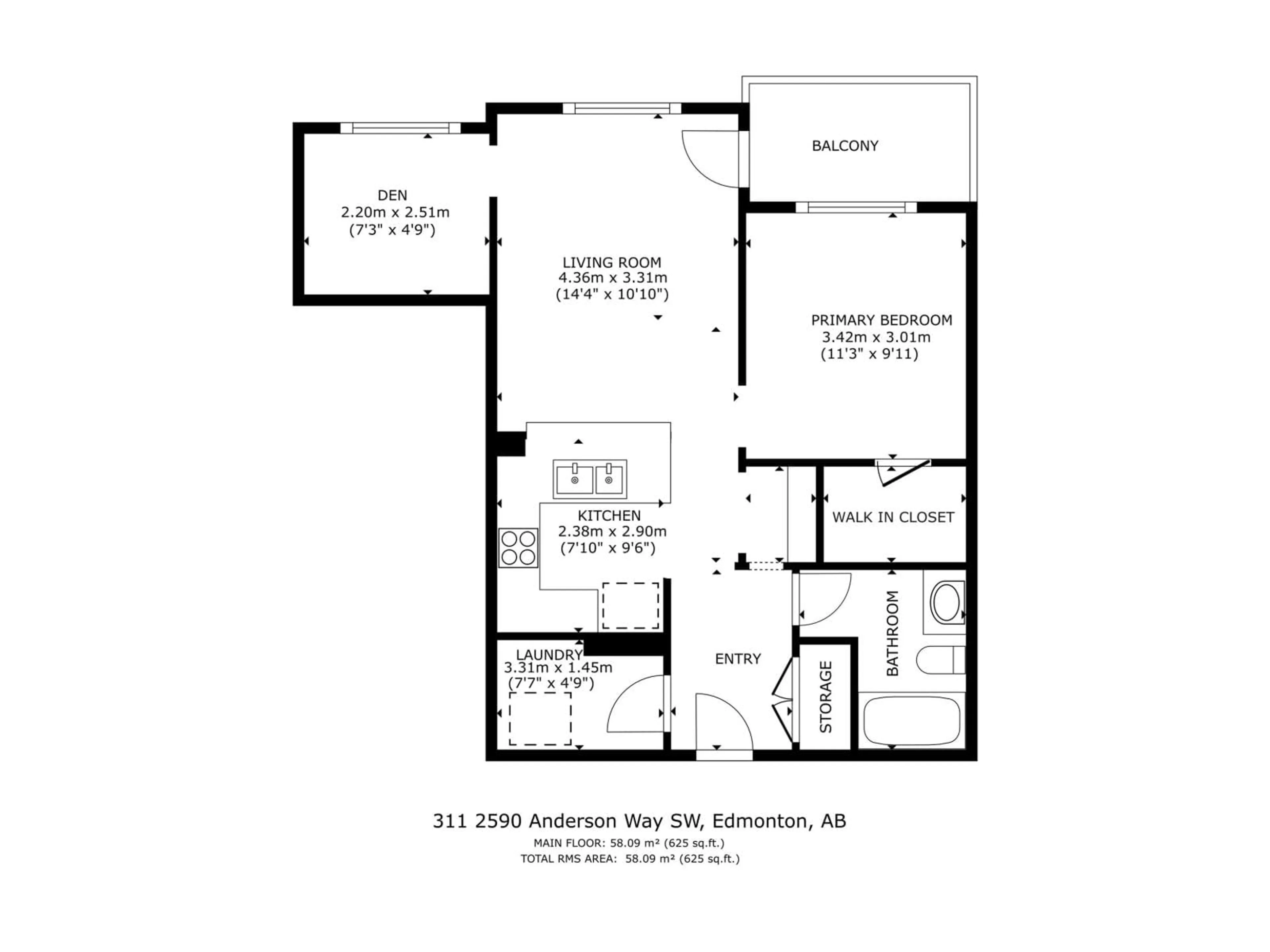 Floor plan for 311 - 2590 ANDERSON WY, Edmonton Alberta T6W0R2