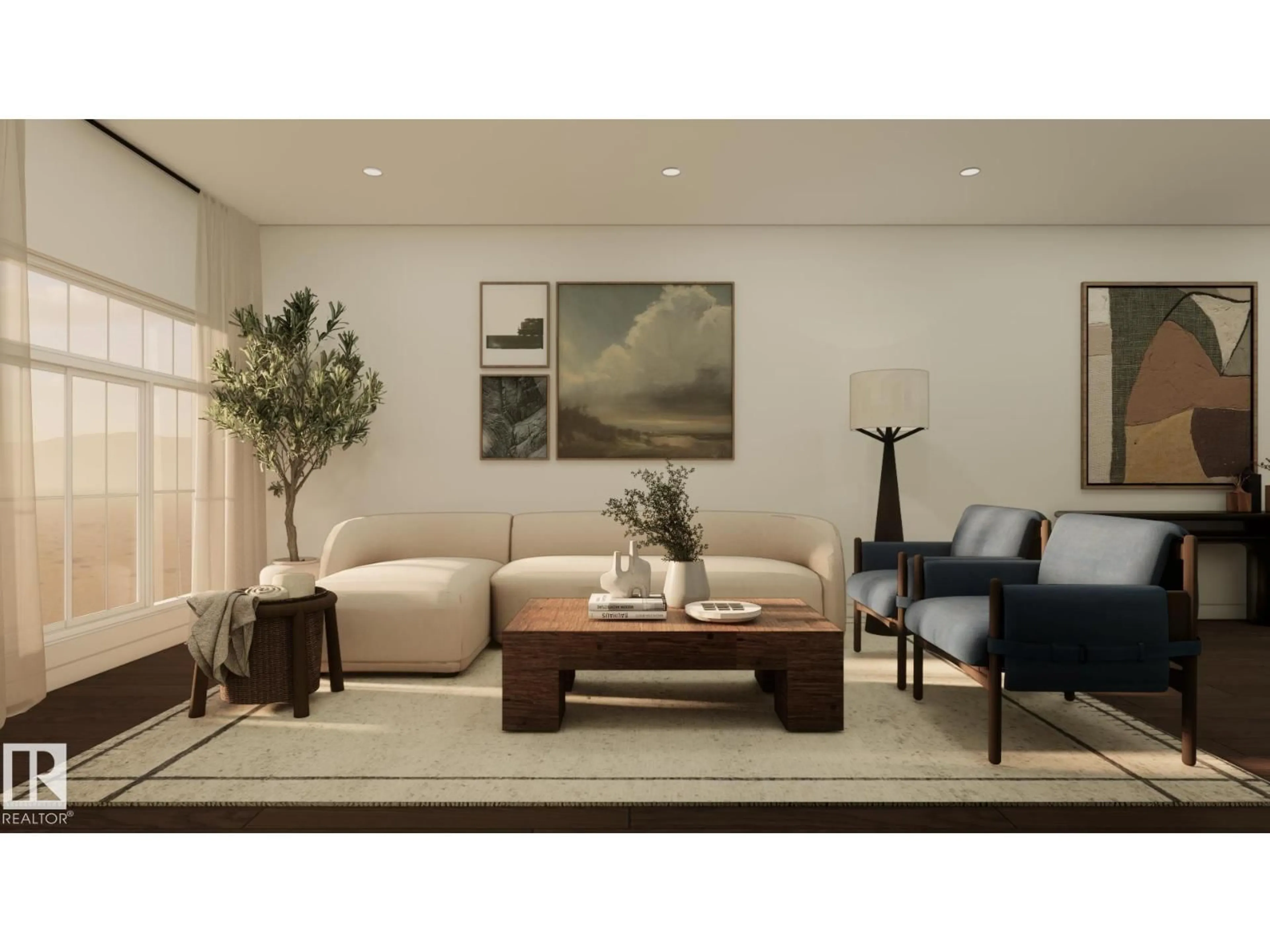Living room with furniture, wood/laminate floor for 69 CUDDIE DR, Sherwood Park Alberta T8H3C8