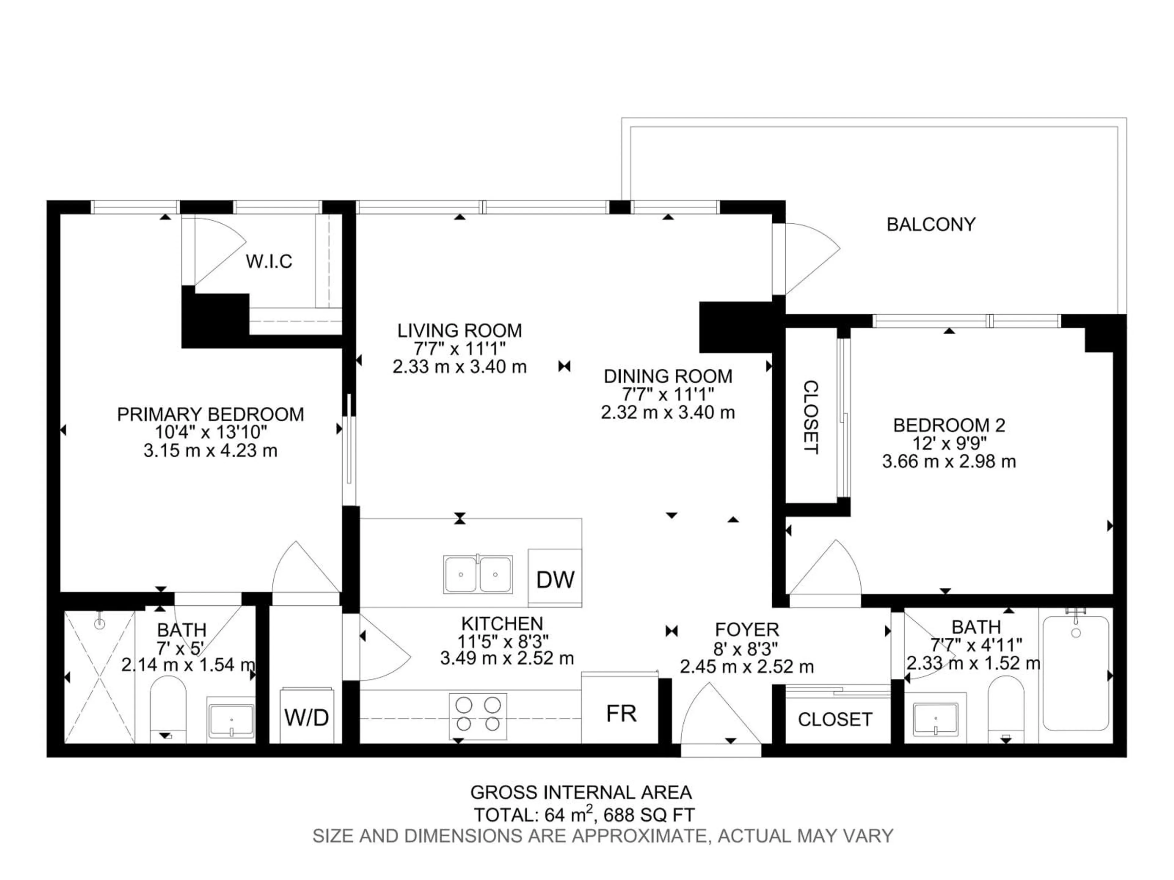Floor plan for 1806 10238 103 ST NW, Edmonton Alberta T5J0G6