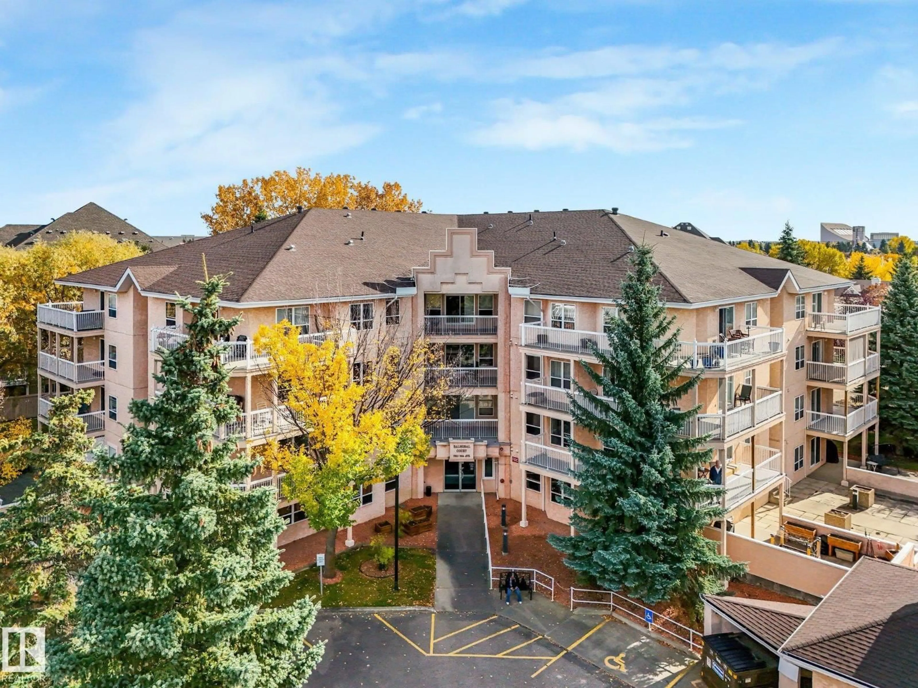 A pic from outside/outdoor area/front of a property/back of a property/a pic from drone, mountain view for #307 - 17511 98A AV, Edmonton Alberta T5T6A2