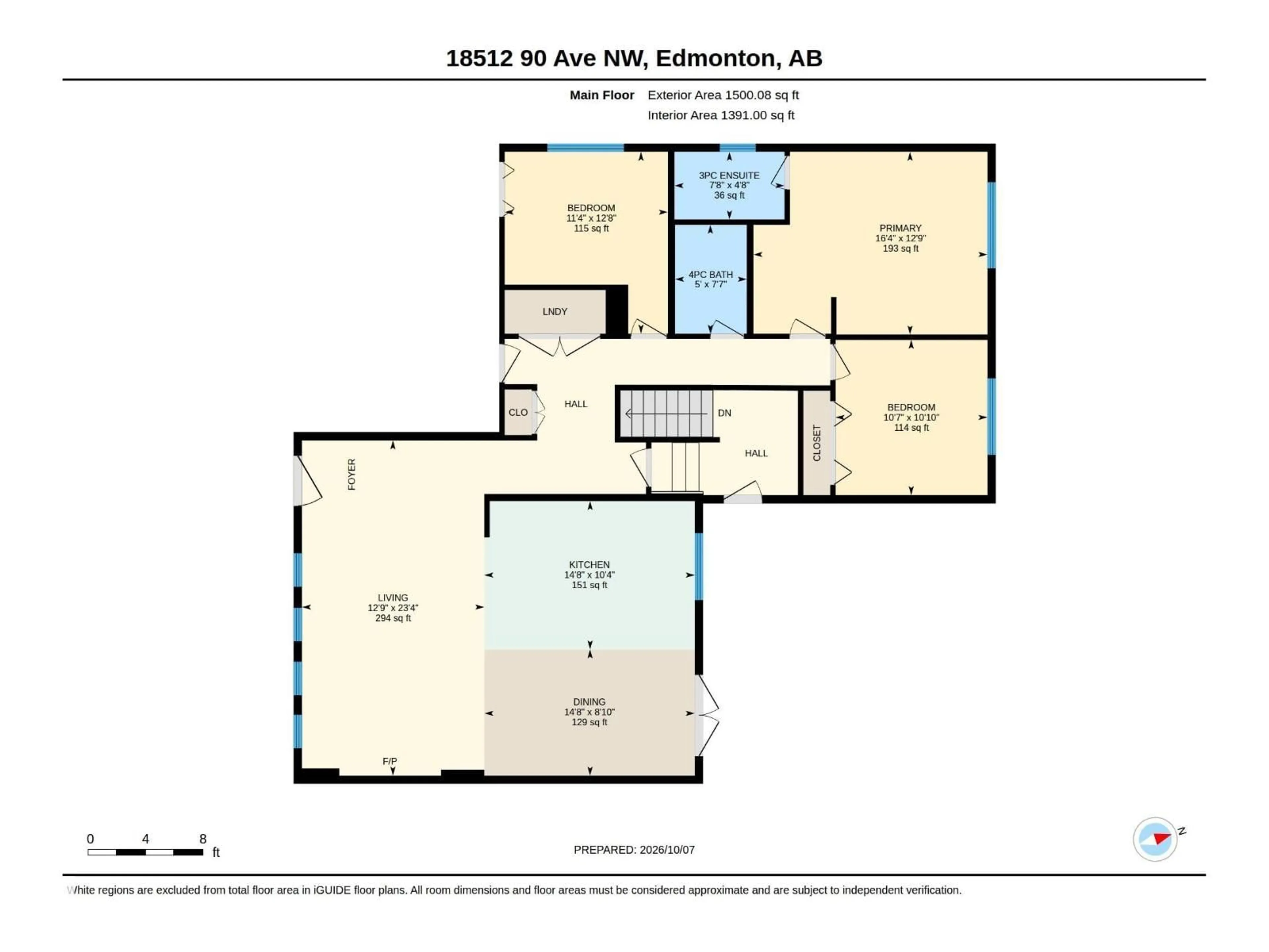 Floor plan for 18512 90 AV, Edmonton Alberta T5T1N7