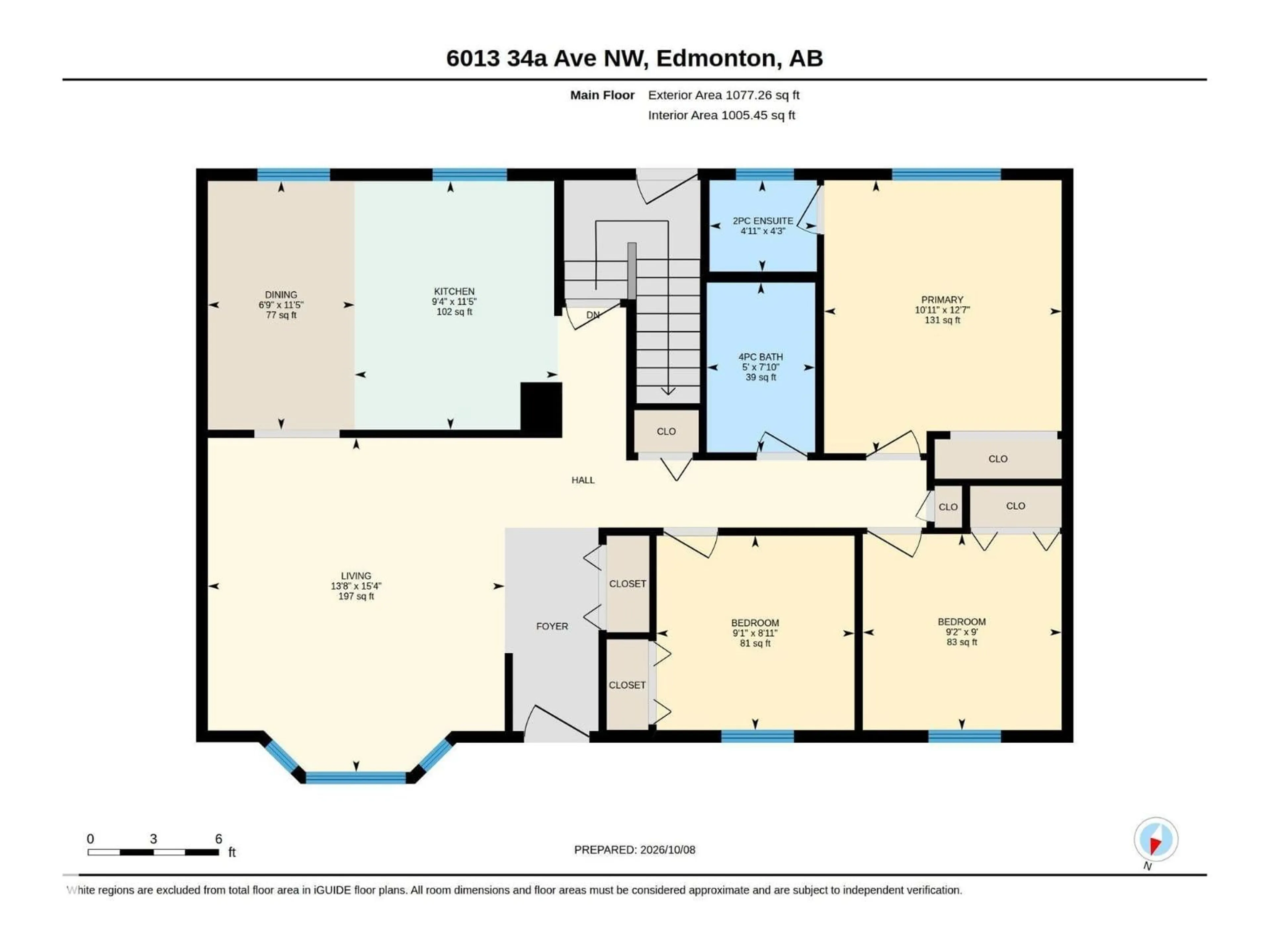 Floor plan for 6013 34A AV, Edmonton Alberta T6L1C9
