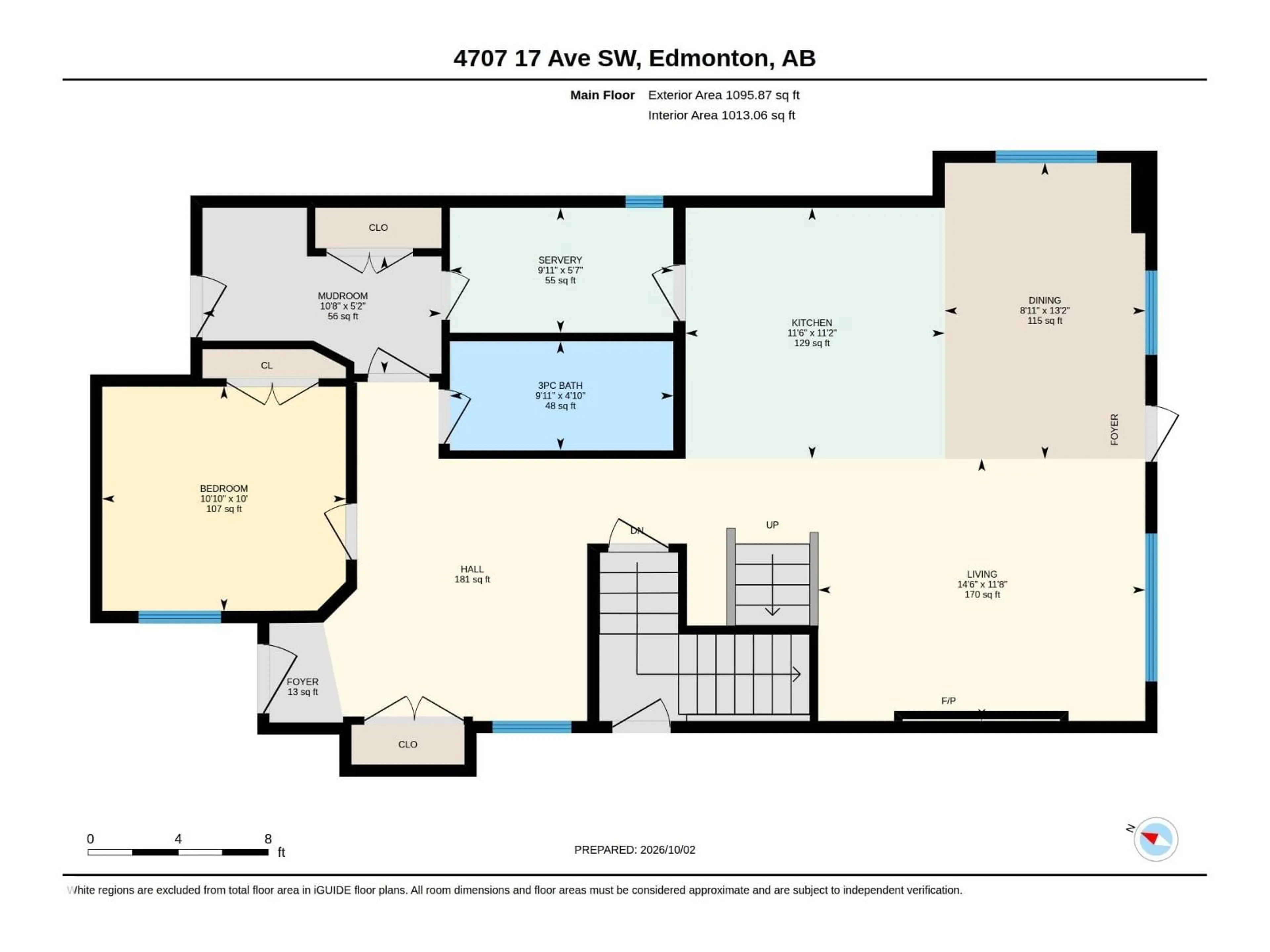 Floor plan for 4707 17 AV, Edmonton Alberta T6X1Y4