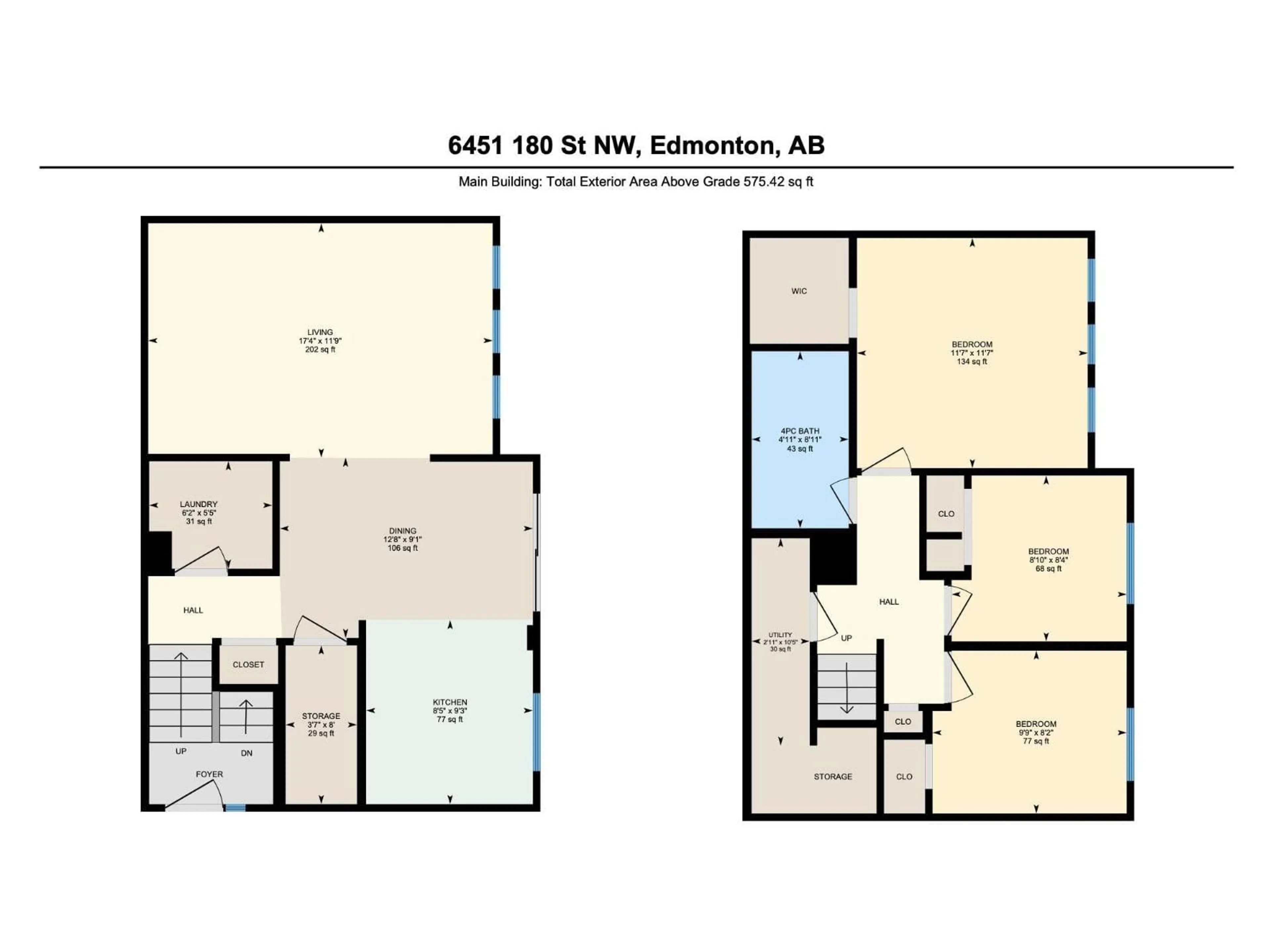 Floor plan for NW - 6451 180 ST, Edmonton Alberta T5T2P3