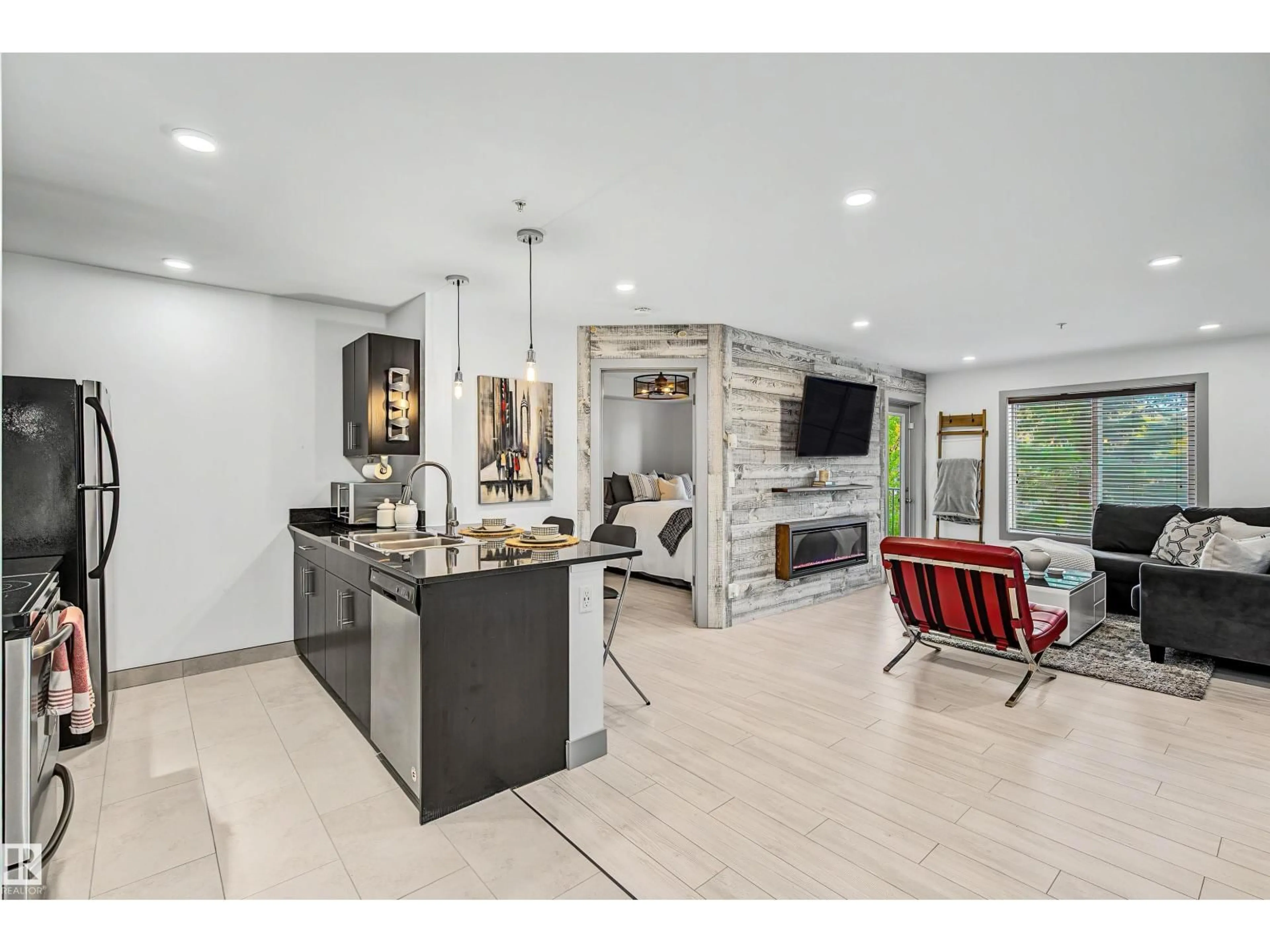 Open concept kitchen, ceramic/tile floor for #204 - 530 WATT BV, Edmonton Alberta T6X1P7