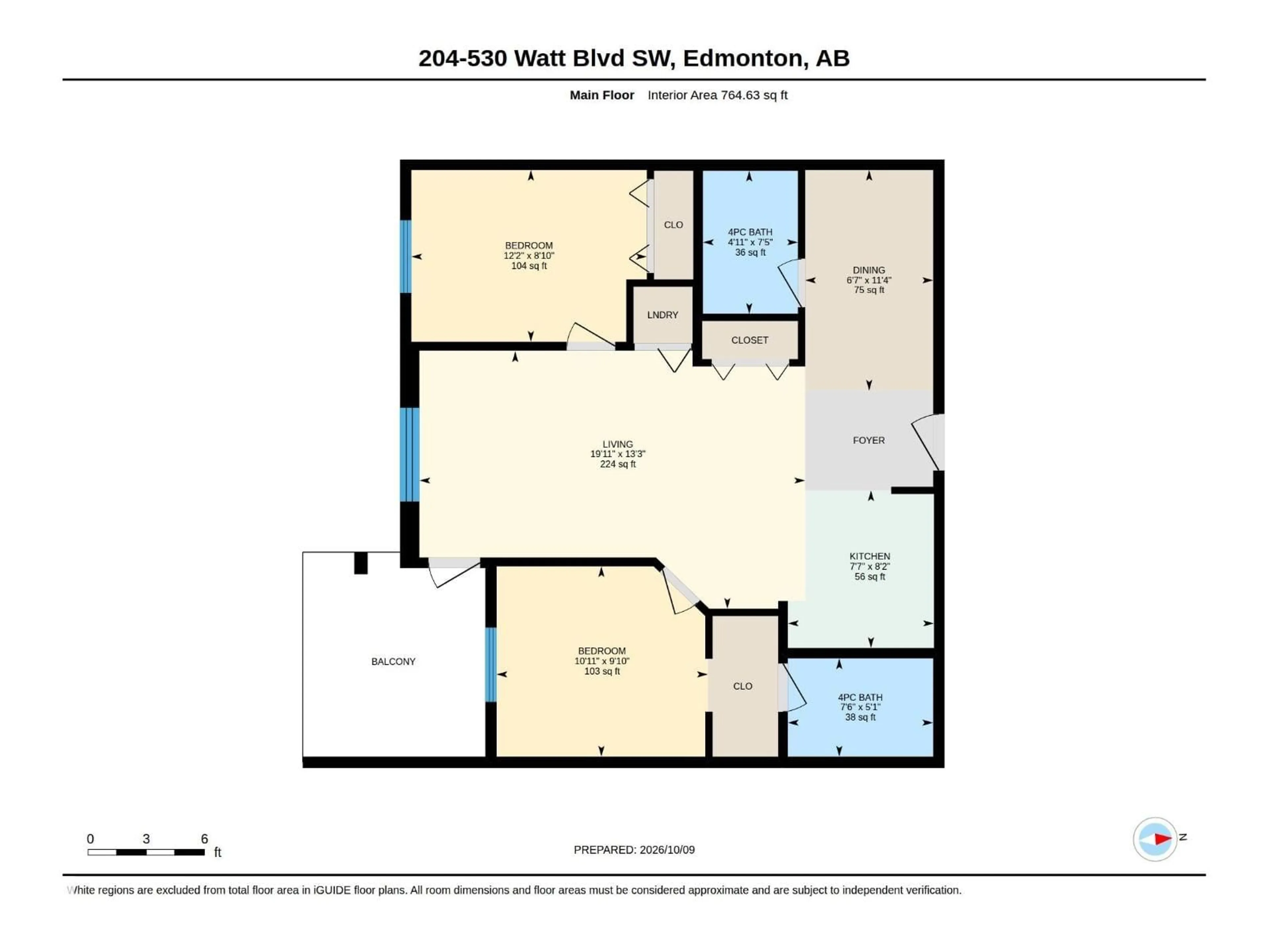 Floor plan for #204 - 530 WATT BV, Edmonton Alberta T6X1P7