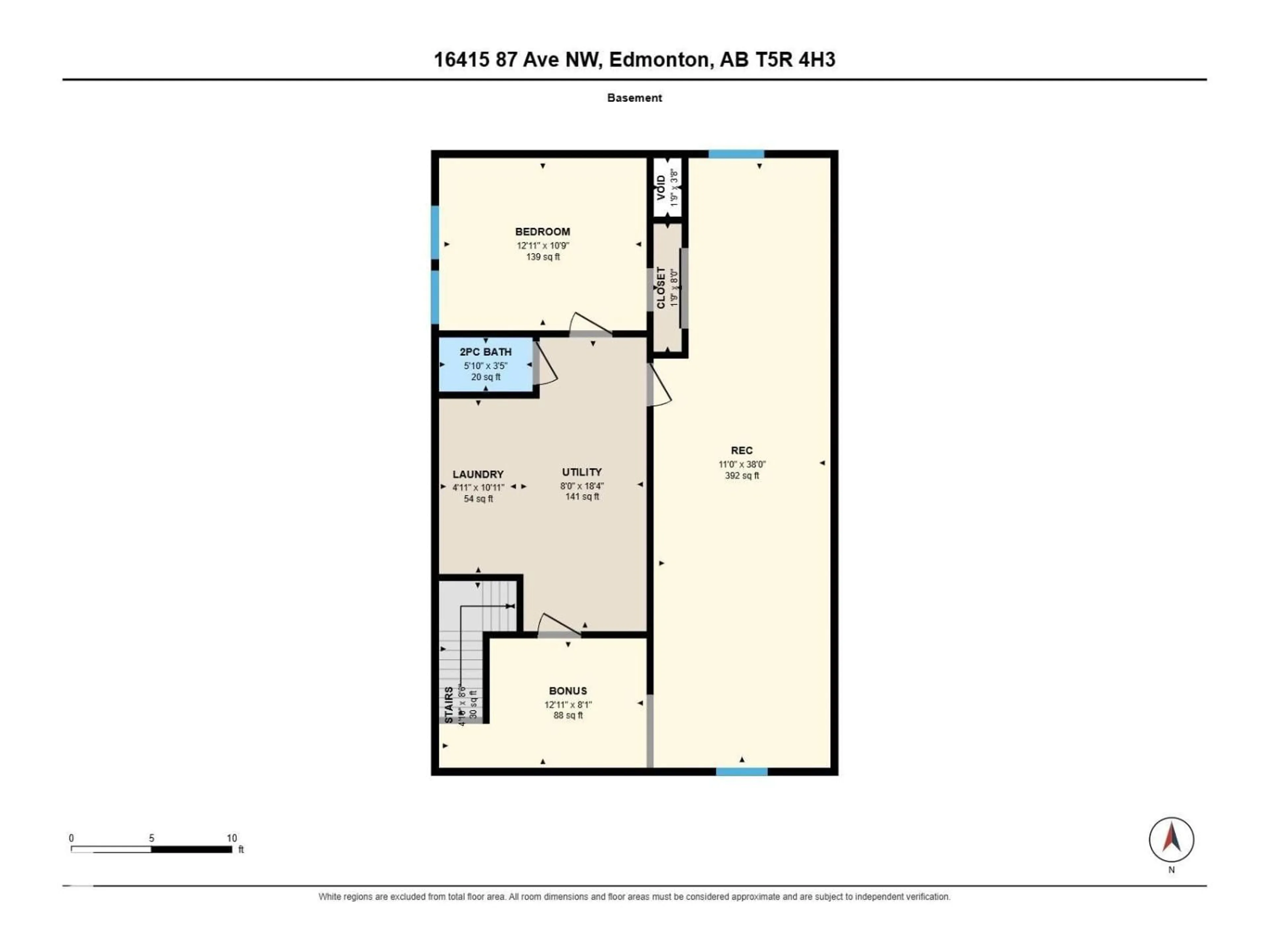 Floor plan for 16415 87 AV, Edmonton Alberta T5R4H3