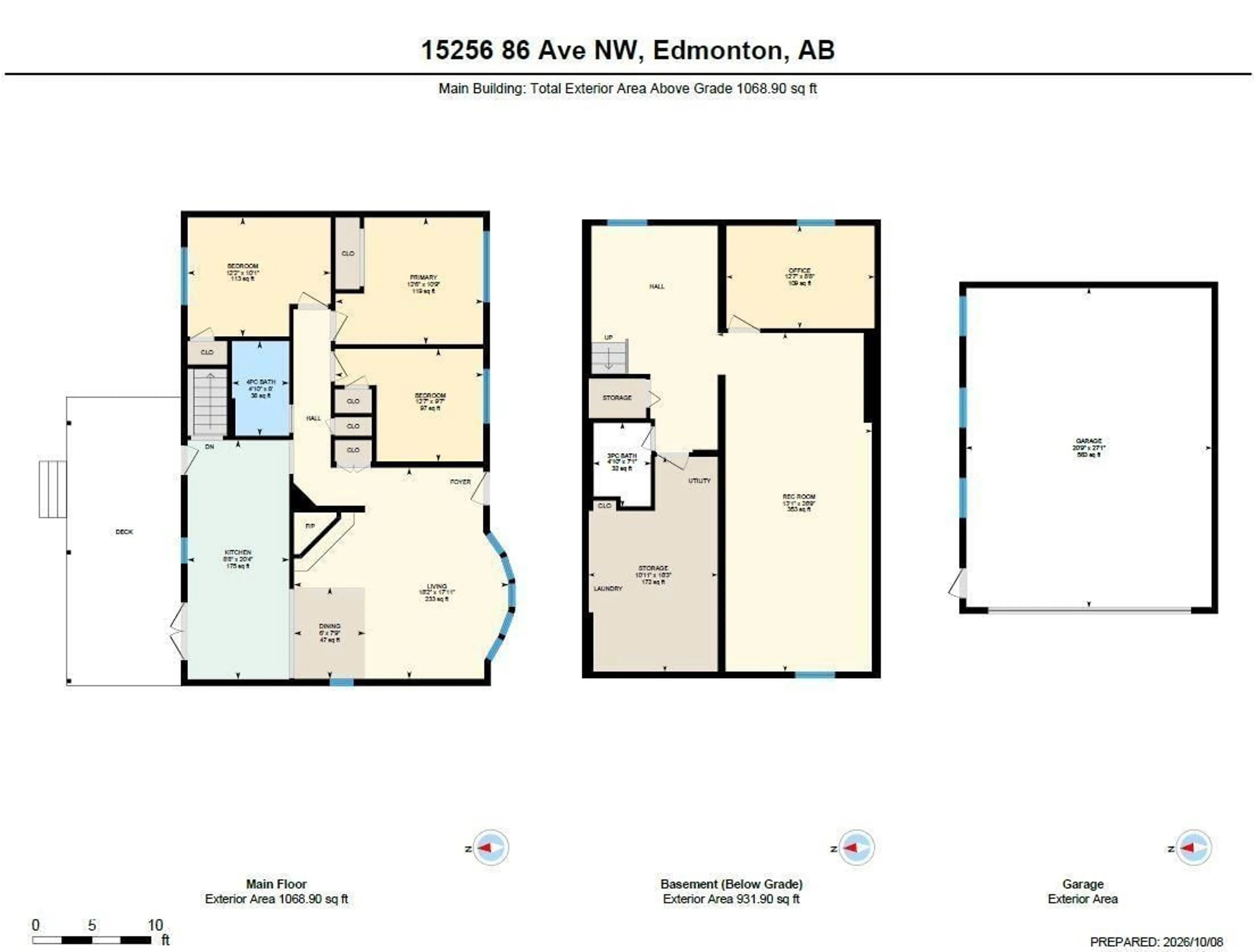Floor plan for 15256 86 AV, Edmonton Alberta T5R4C3