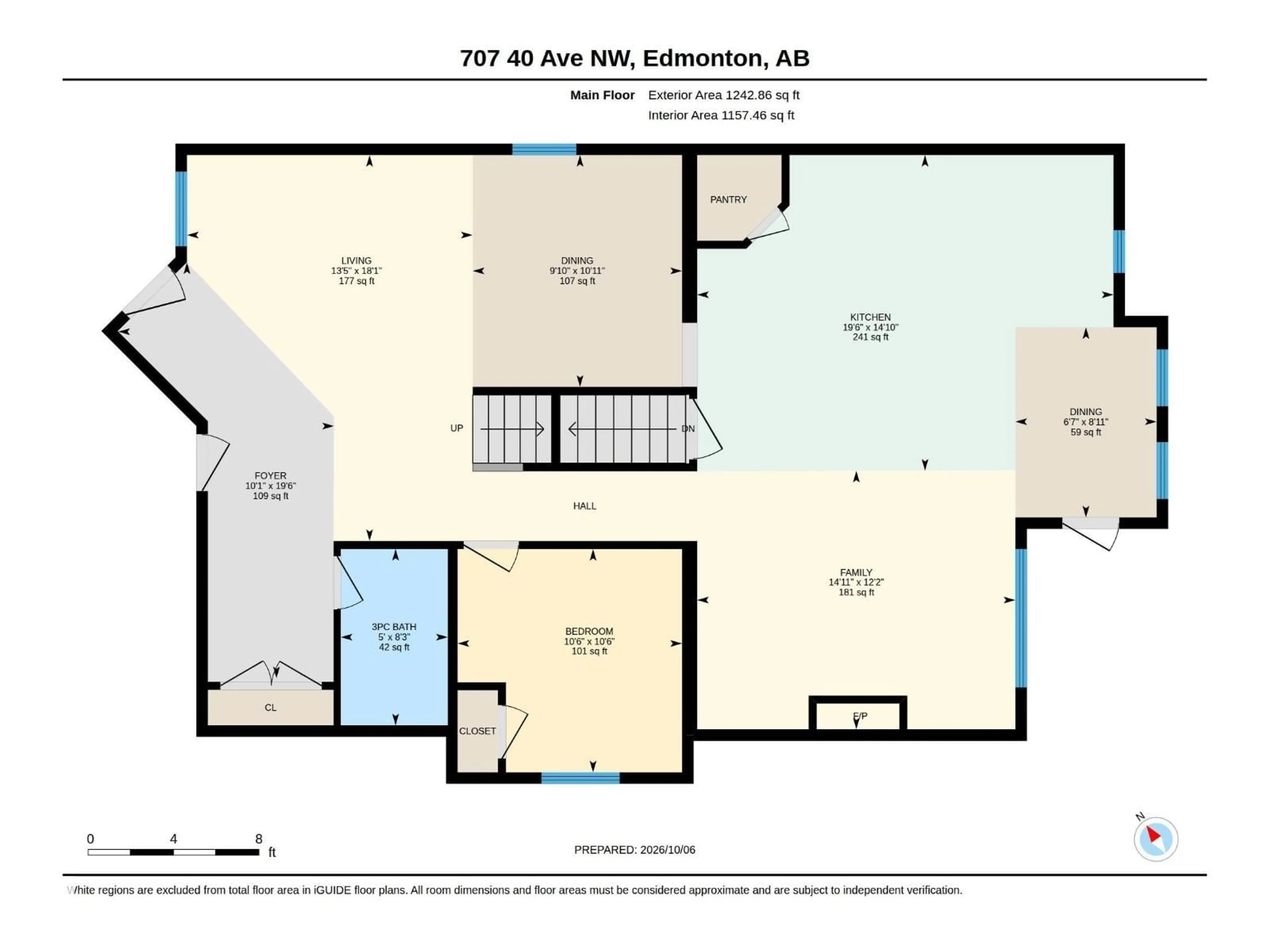 Floor plan for 707 40 AV, Edmonton Alberta T6T0T3