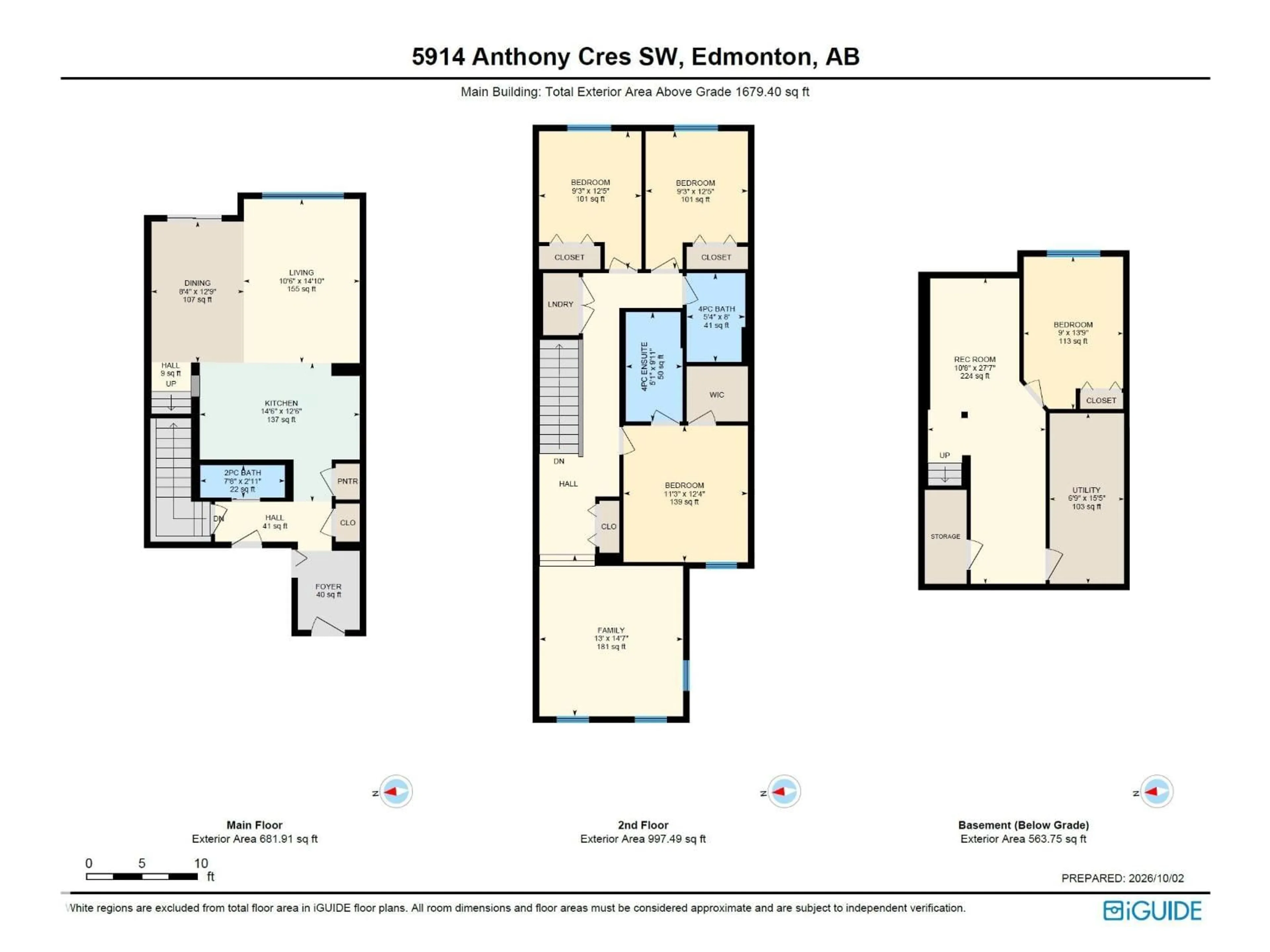Floor plan for 5914 ANTHONY CR, Edmonton Alberta T6W3H4