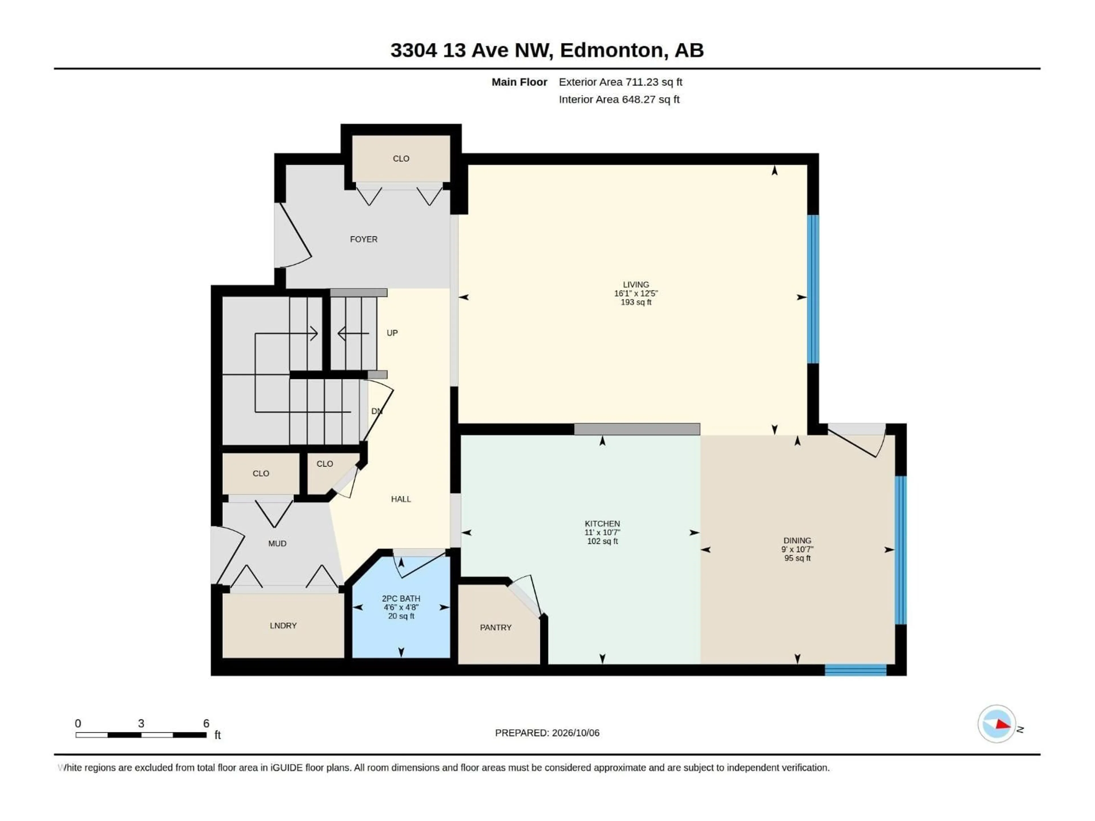 Floor plan for 3304 13 AV, Edmonton Alberta T6T0Z4